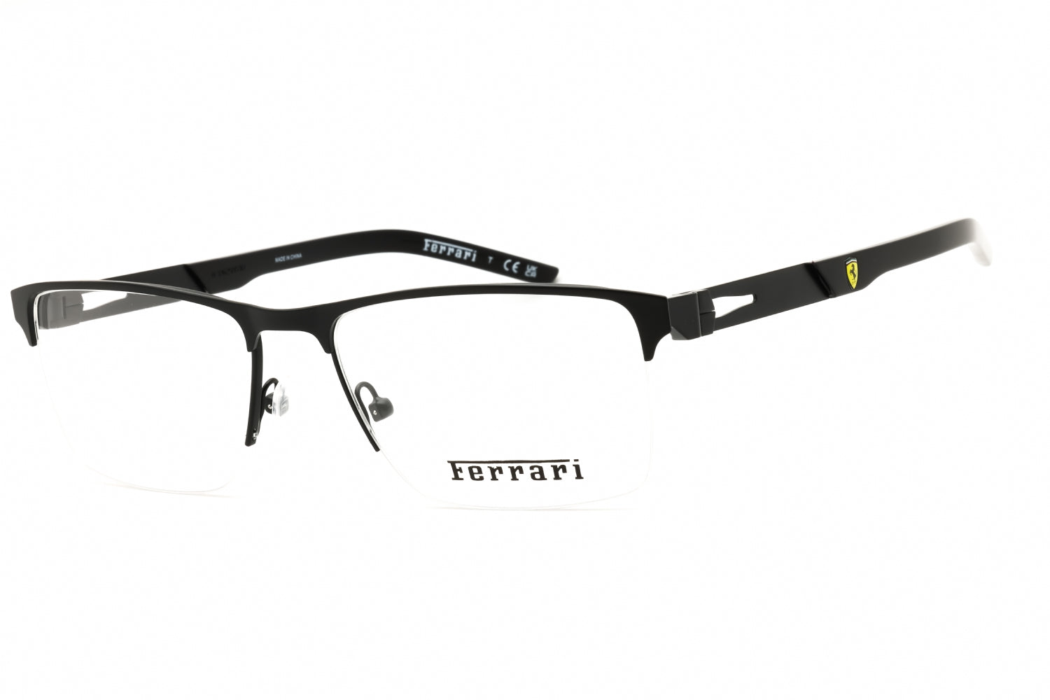 Ferrari 0FZ7009 Rectangular Metal Eyeglasses — Black by Ferrari