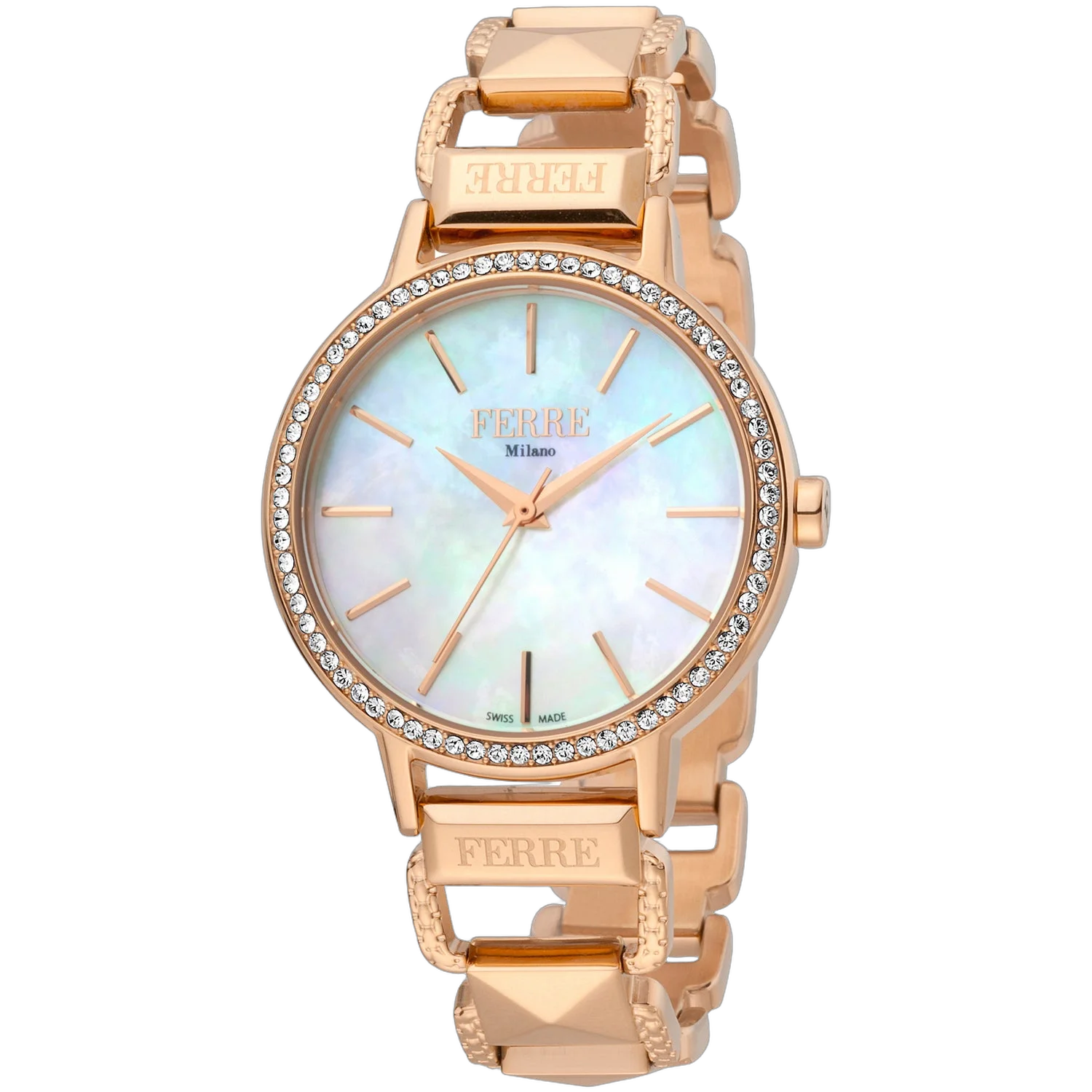 Ferre Milano Crystal Mother-of-Pearl Watch — Rose gold by Ferre Milano