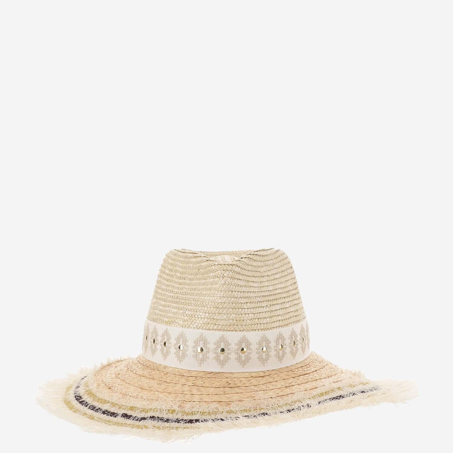 Ferruccio Vecchi 385981 Straw and Viscose Blend Sun Hat — Beige by Ferruccio Vecchi