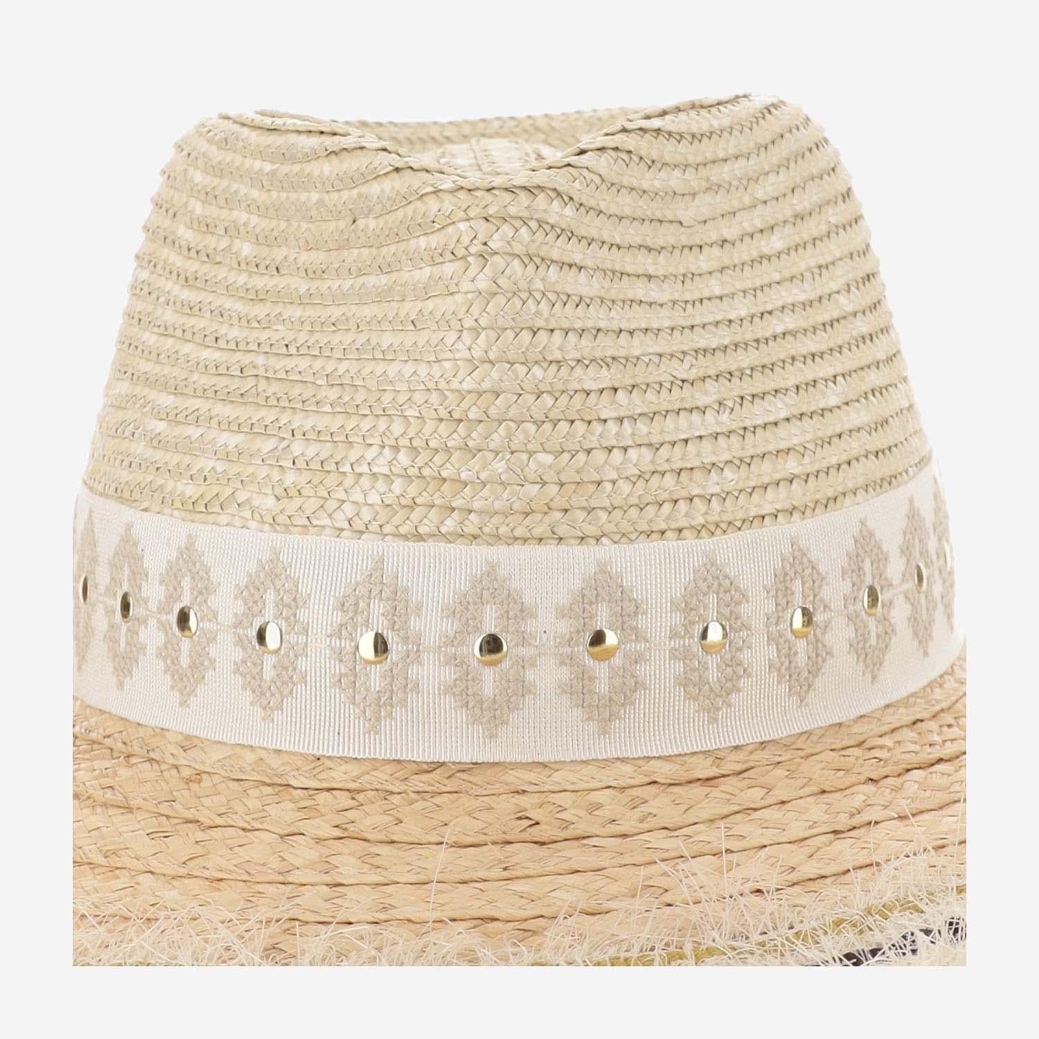 Ferruccio Vecchi 385981 Straw and Viscose Blend Sun Hat — Beige, view 2