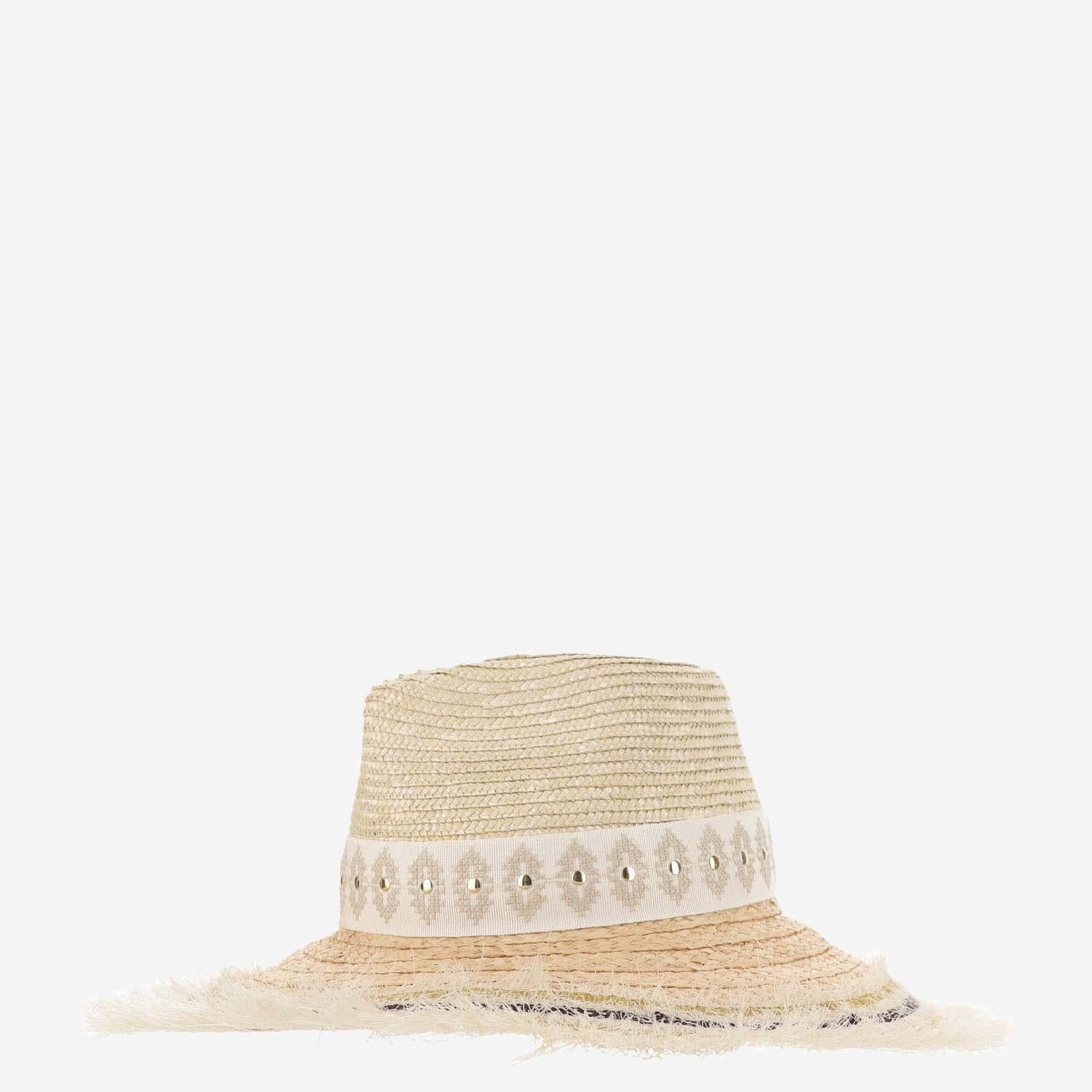 Ferruccio Vecchi 385981 Straw and Viscose Blend Sun Hat — Beige, view 3