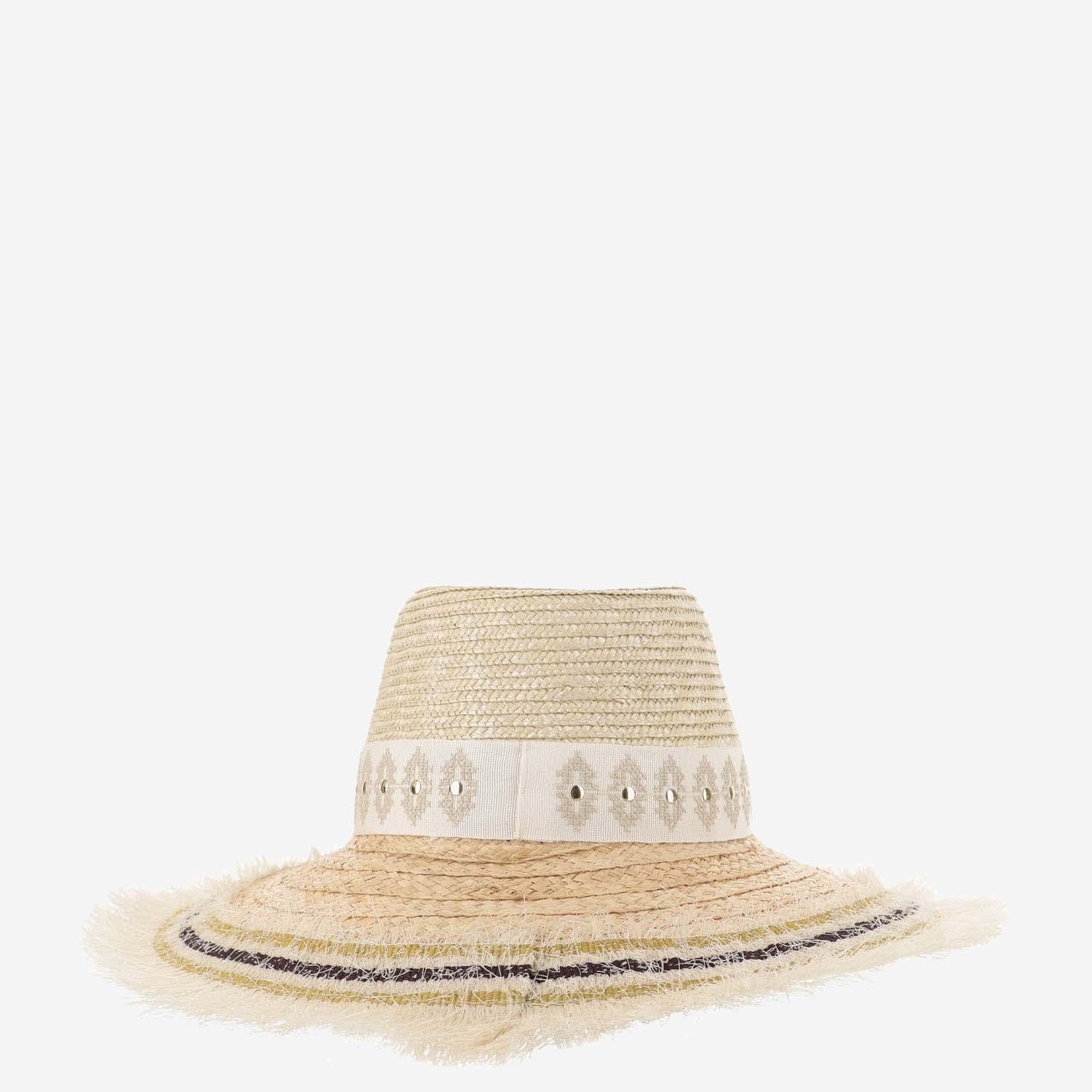 Ferruccio Vecchi 385981 Straw and Viscose Blend Sun Hat — Beige, view 4