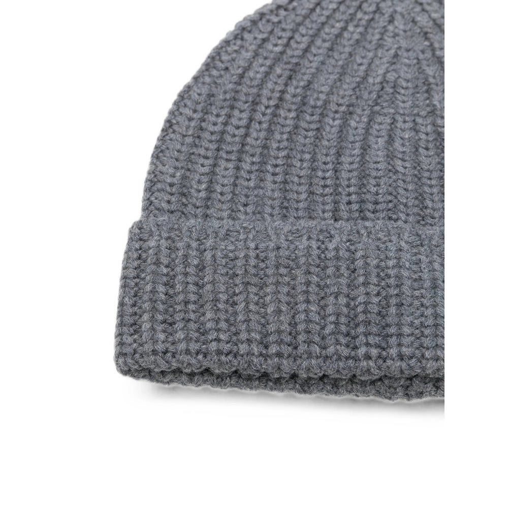 Fileria 10160 Virgin Wool Ribbed Knit Beanie — Gray, view 3