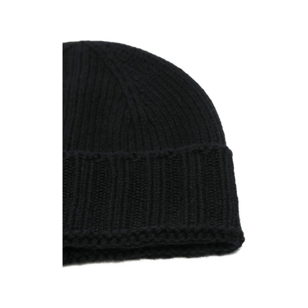 Fileria 10186 Cashmere Ribbed Beanie — Black, view 2
