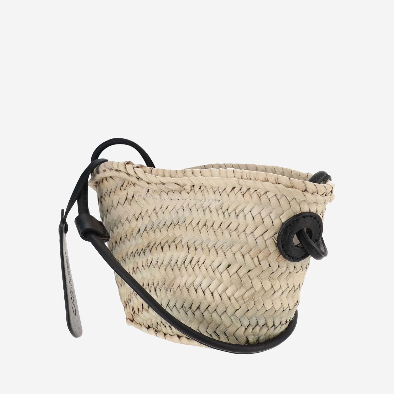 Filippo Catarzi Woven Straw with Leather Logo Shoulder Bag — Beige by Filippo Catarzi