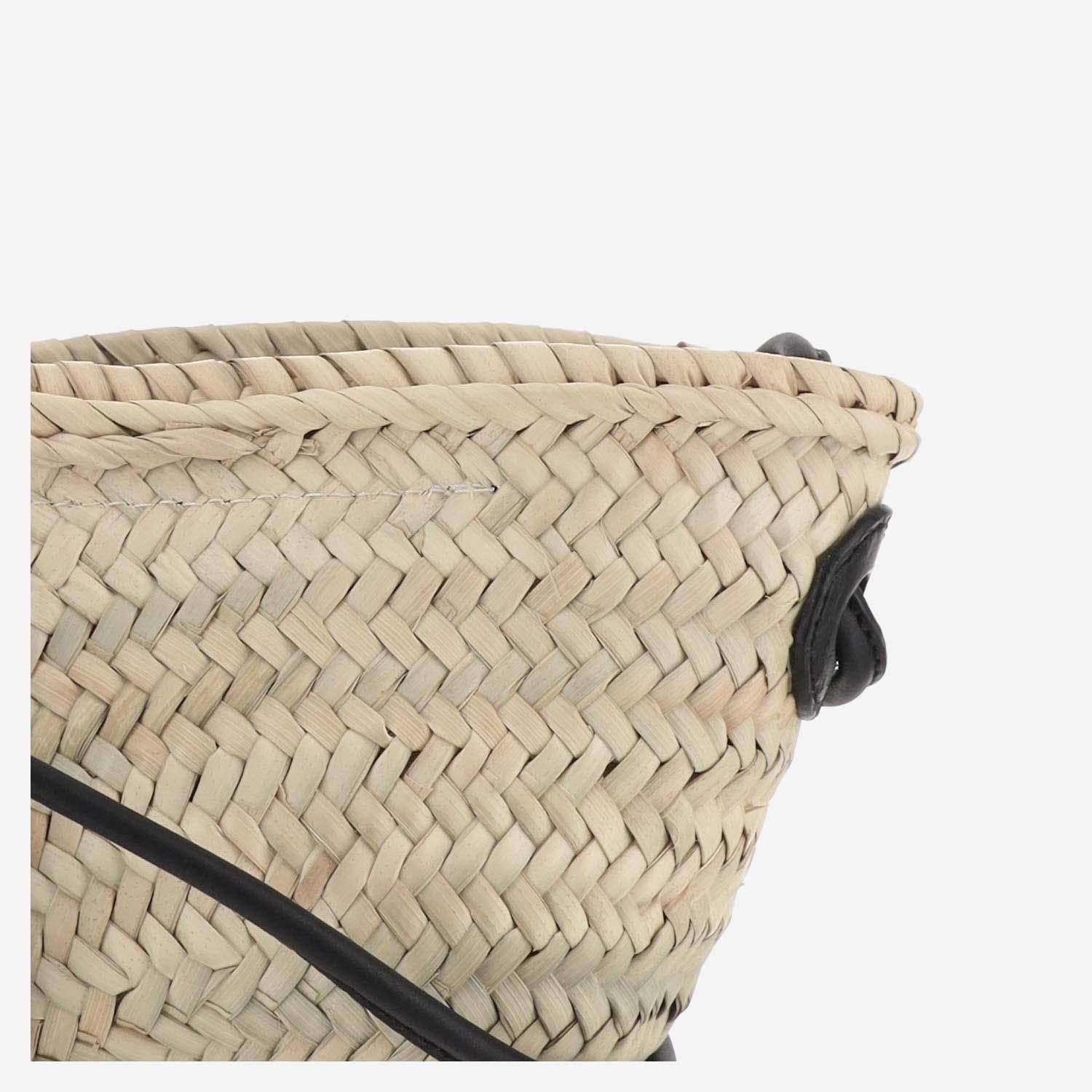 Filippo Catarzi Woven Straw with Leather Logo Shoulder Bag — Beige, view 3