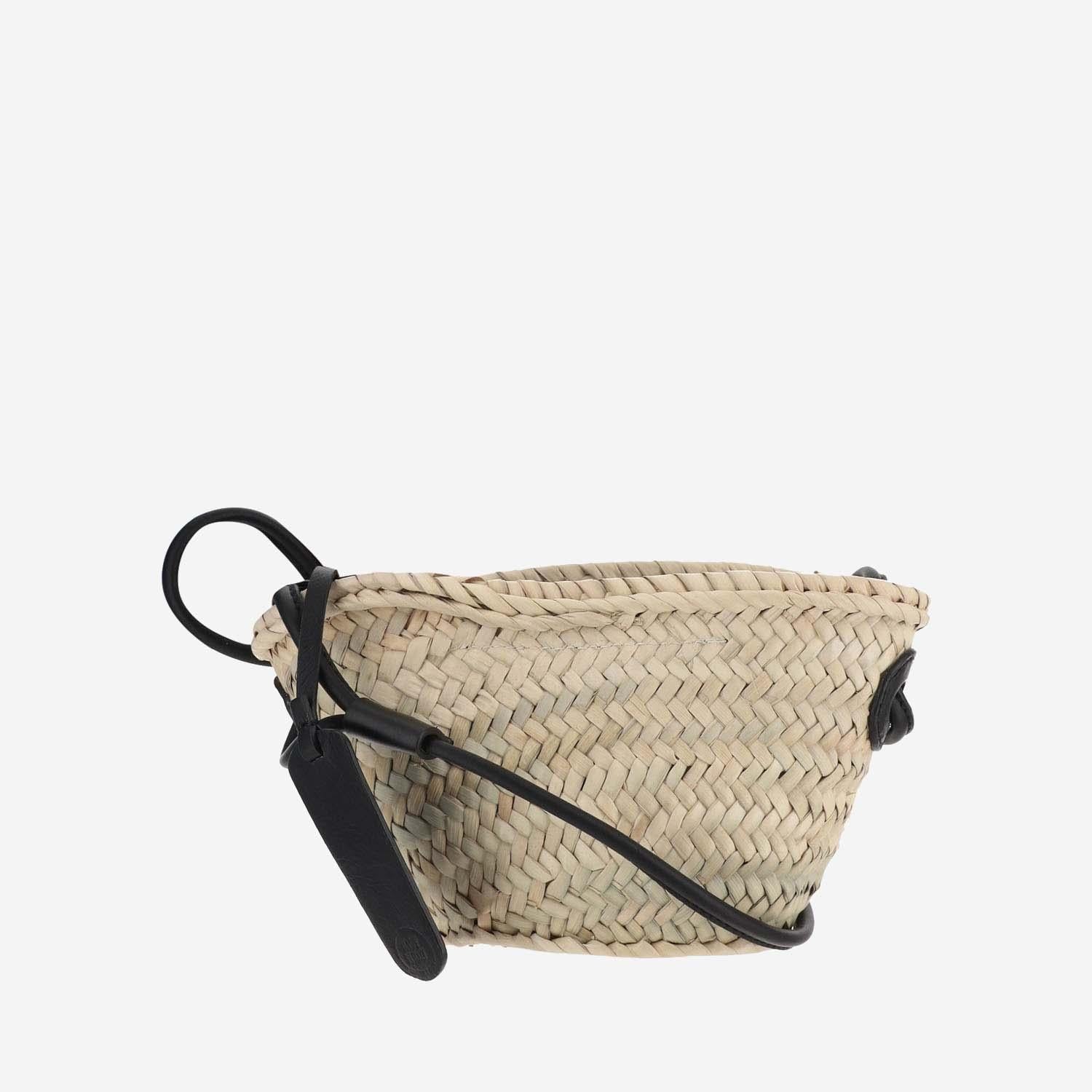 Filippo Catarzi Woven Straw with Leather Logo Shoulder Bag — Beige, view 4