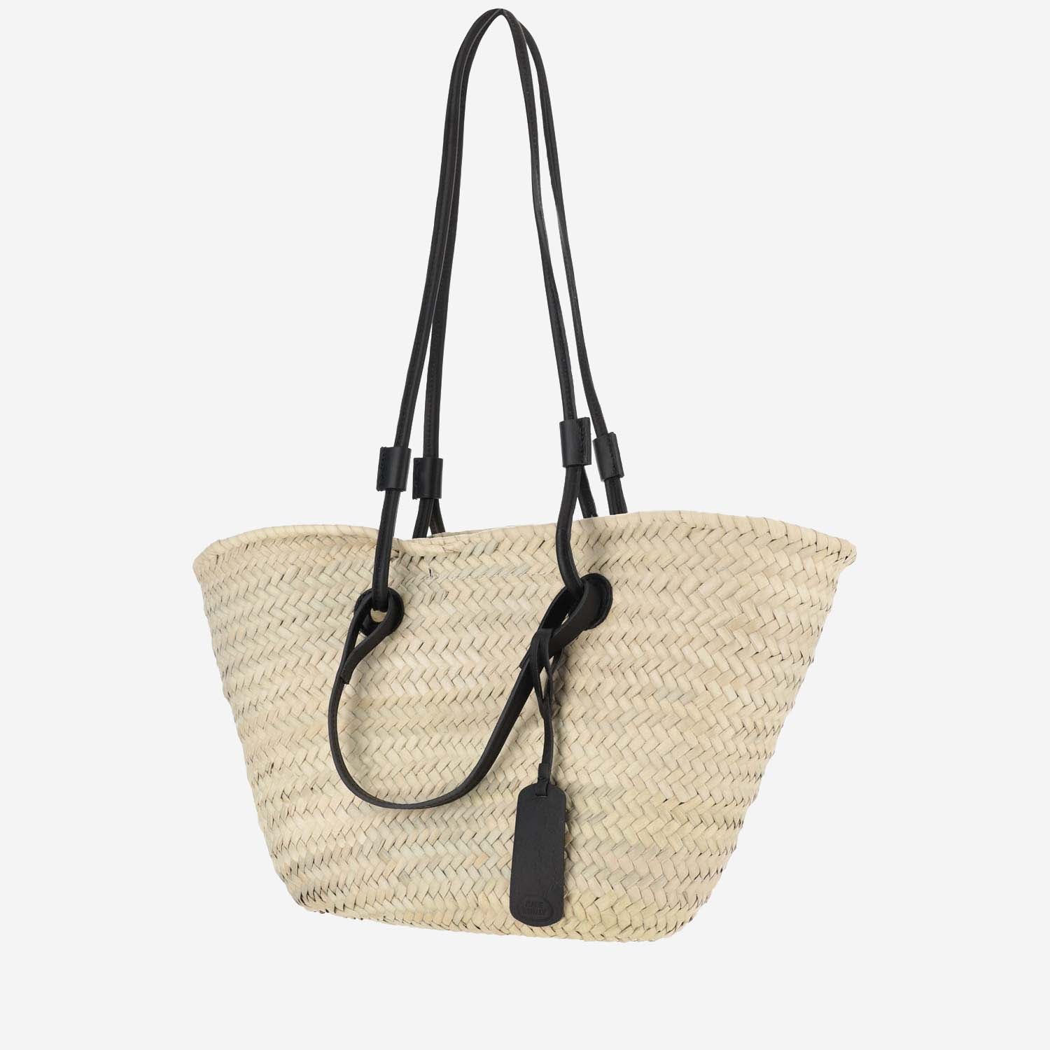 Filippo Catarzi Woven Straw with Leather Accents Tote Bag — Beige by Filippo Catarzi