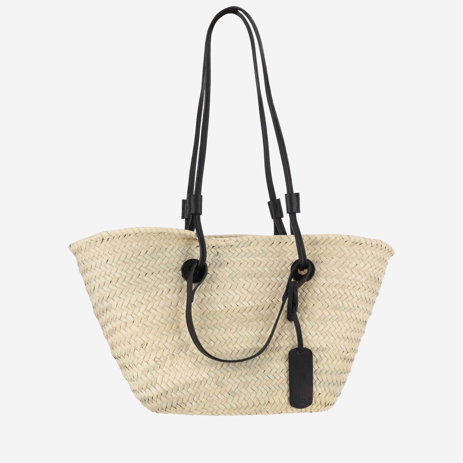 Filippo Catarzi Woven Straw with Leather Accents Tote Bag — Beige, view 4