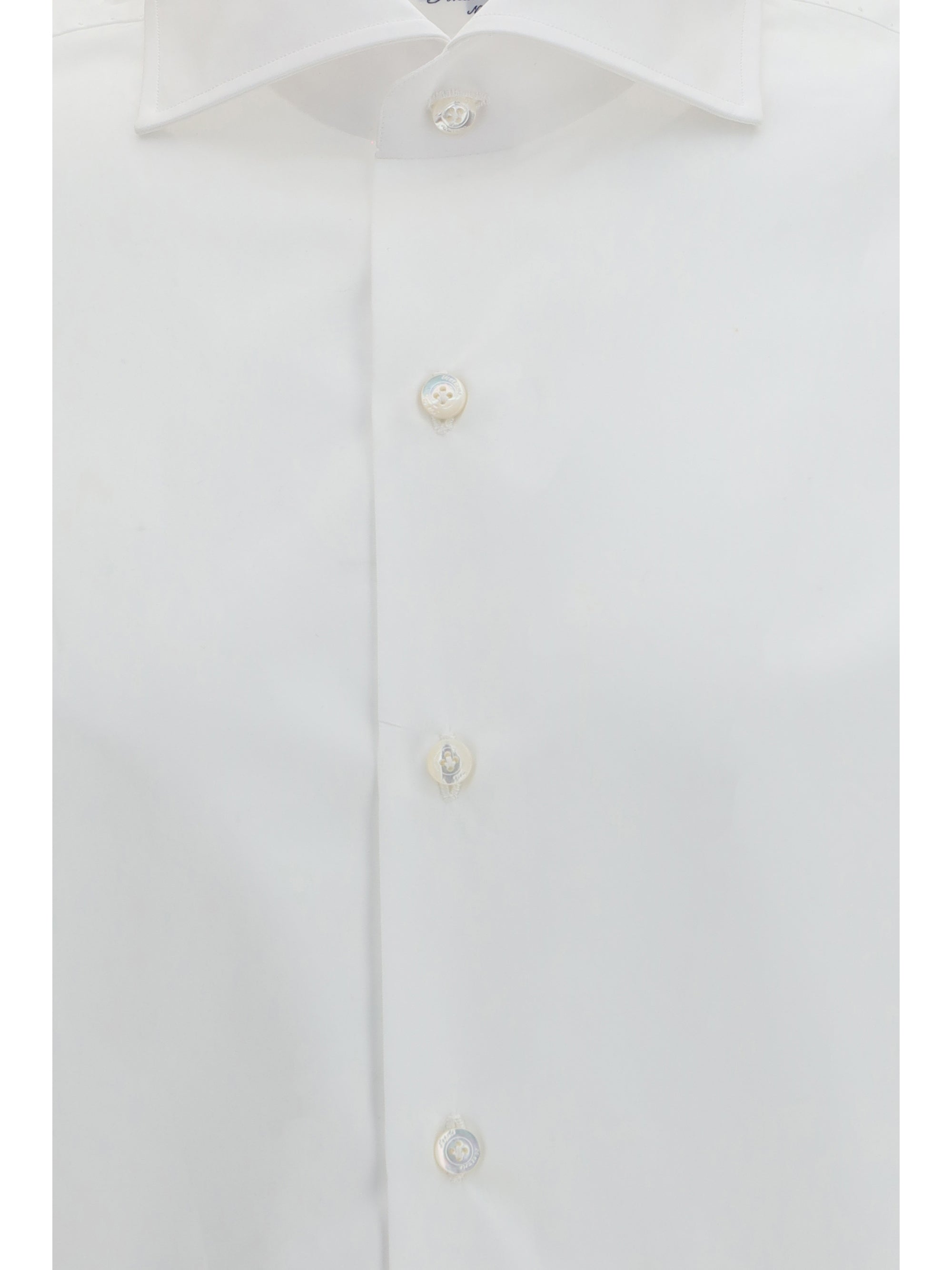 Finamore 1925 Napoli Egyptian Poplin Cotton Shirt — White, view 3
