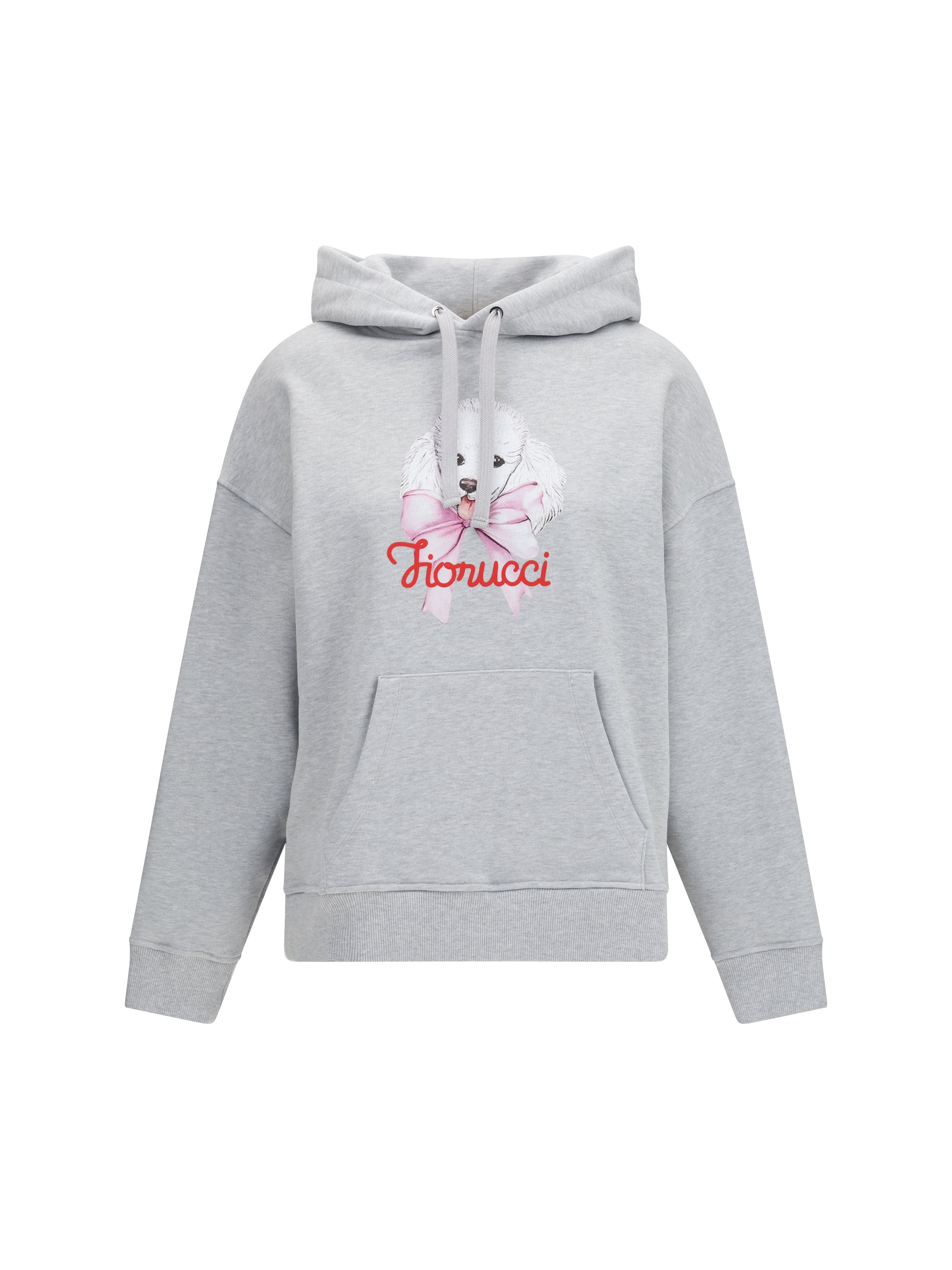 Fiorucci Poodle-Print Cotton Hoodie — Gray, view 3