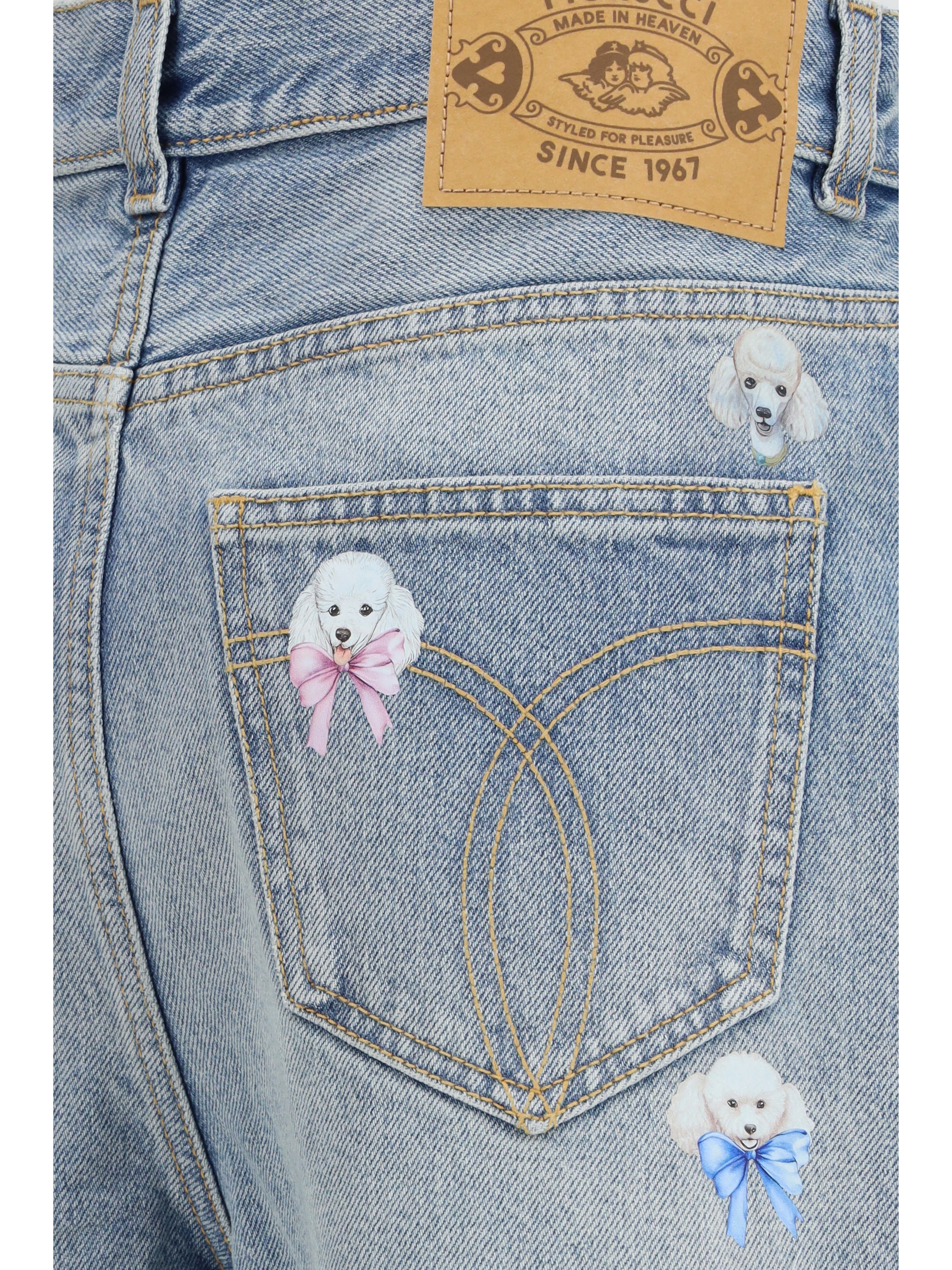 Fiorucci Poodle-Print Jeans — Blue, view 3