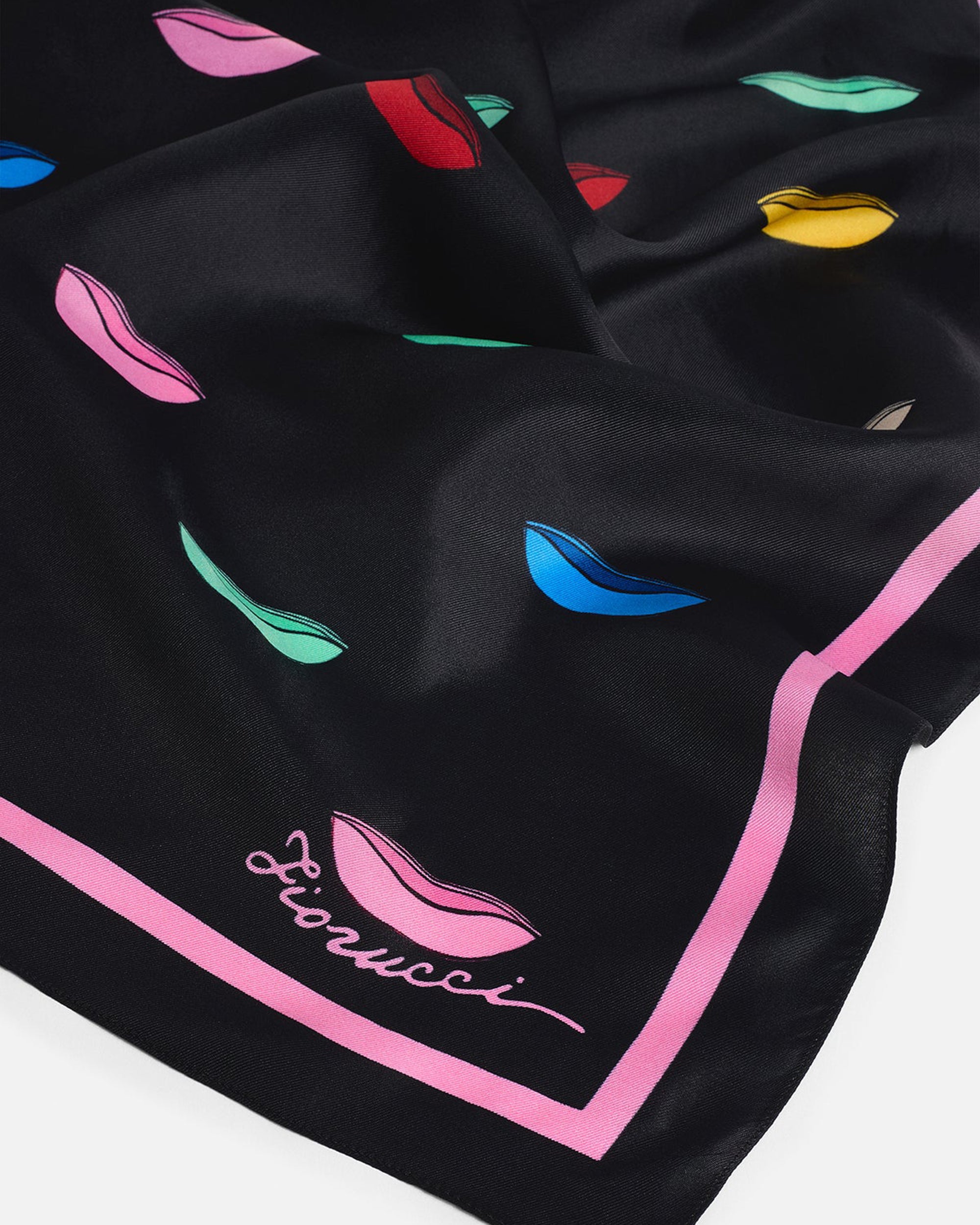 Fiorucci Multicolour Lips Print Viscose-Silk Scarf — Multicolor, view 2