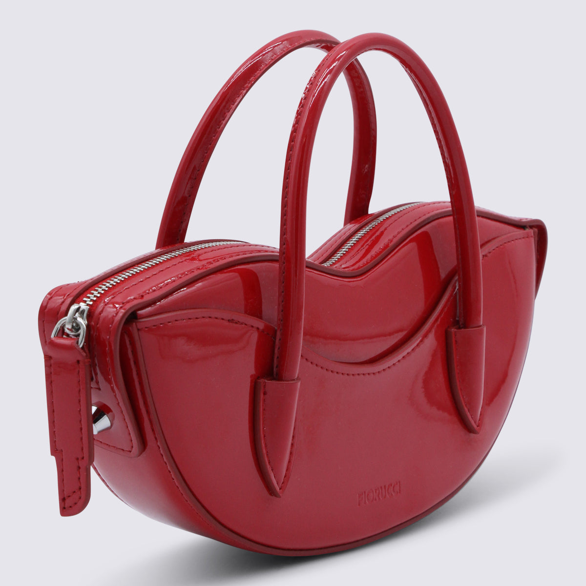 Fiorucci Sculptural Patent Leather Top Handle Bag — Red, view 2