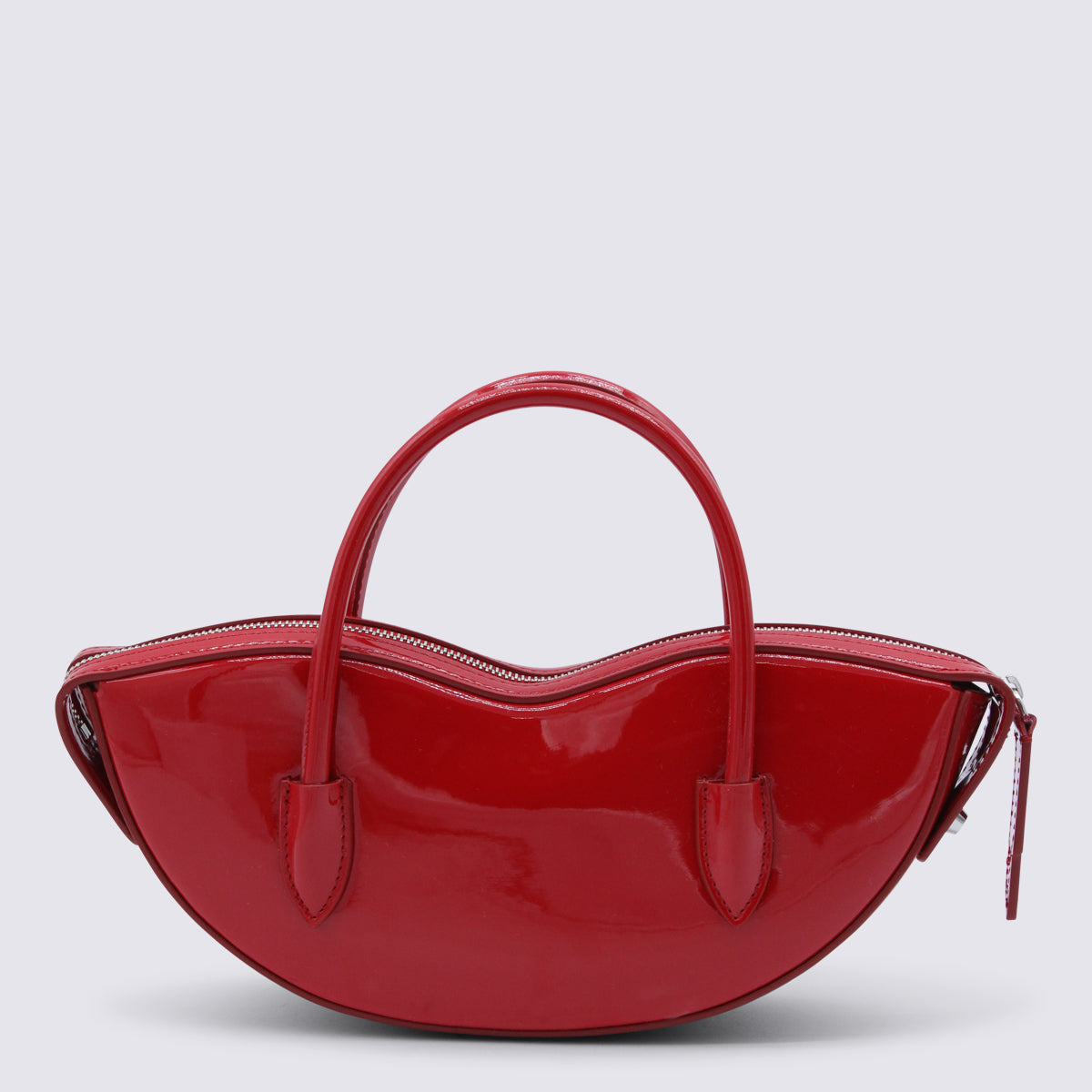 Fiorucci Sculptural Patent Leather Top Handle Bag — Red, view 3