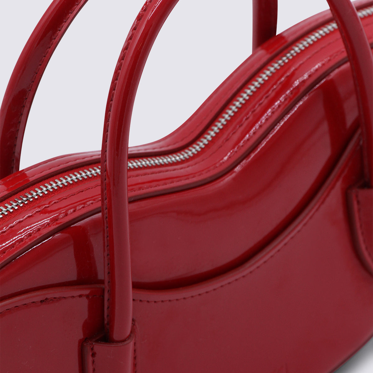 Fiorucci Sculptural Patent Leather Top Handle Bag — Red, view 4