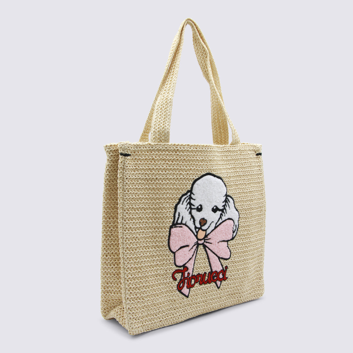 Fiorucci Poodle-Embroidered Tote Bag — Beige, view 2