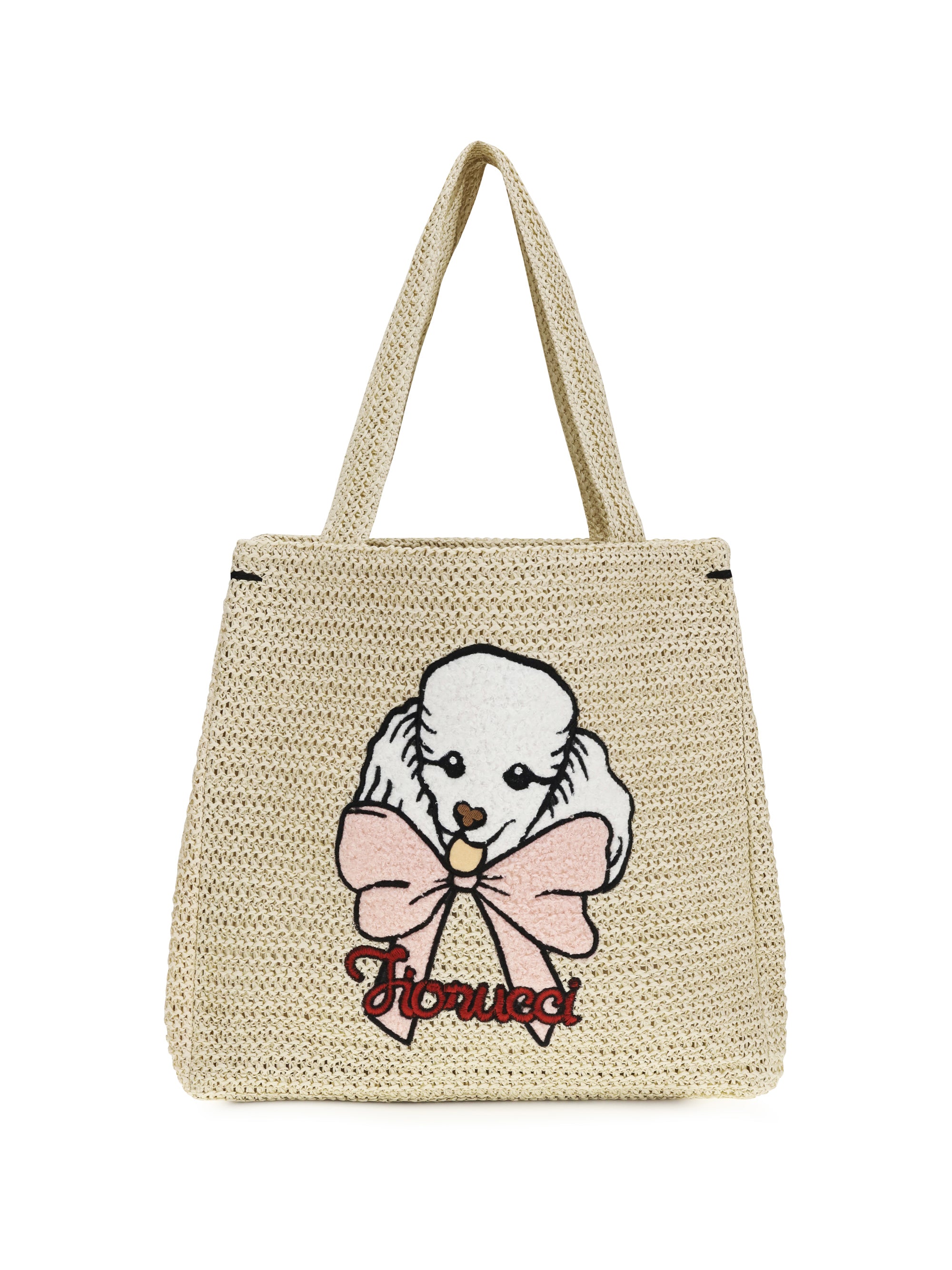 Fiorucci Poodle-Embroidered Raffia Tote Bag — Beige by Fiorucci