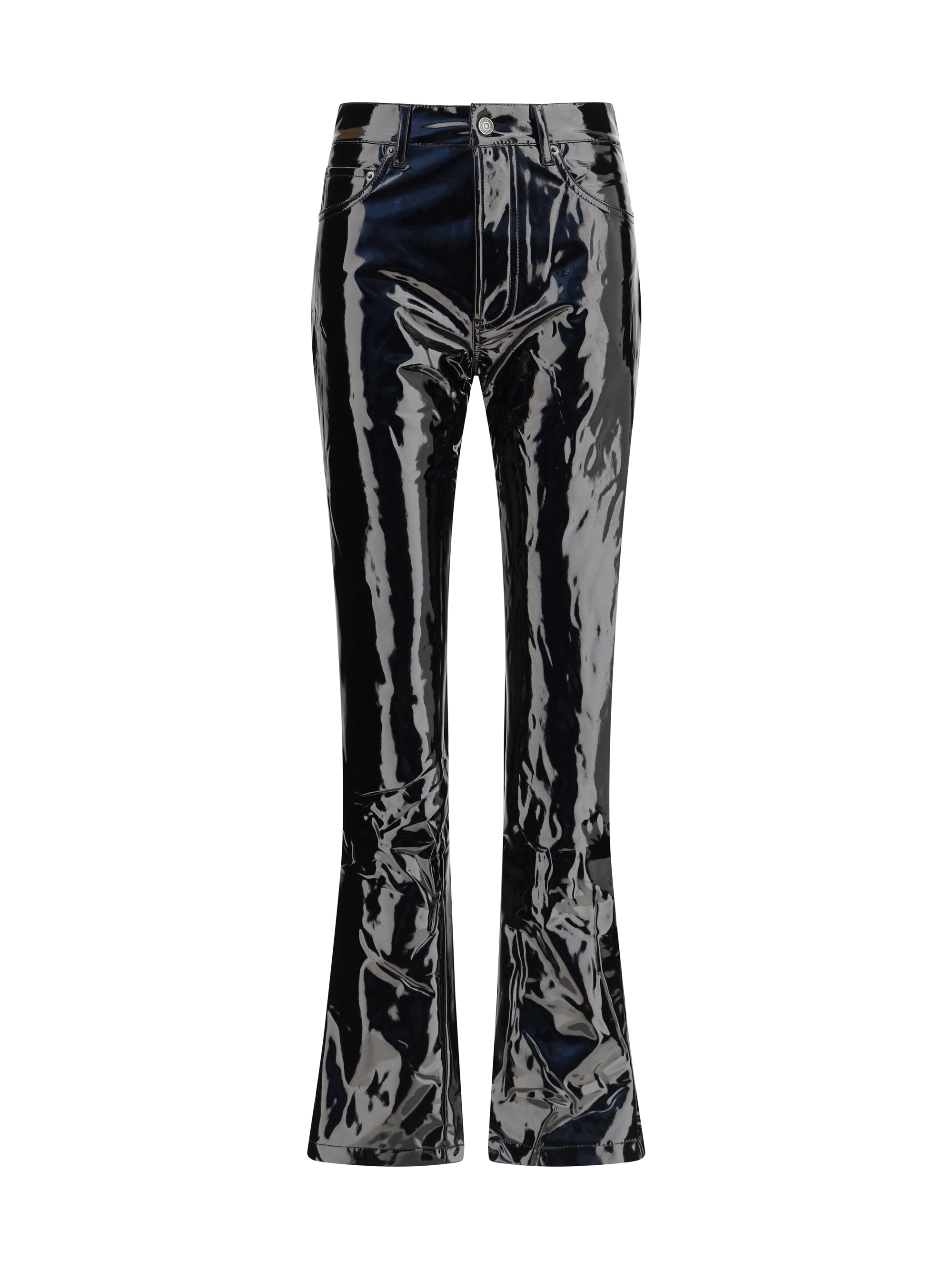 Fiorucci Vinyl Straight-Leg Trousers — Black by Fiorucci