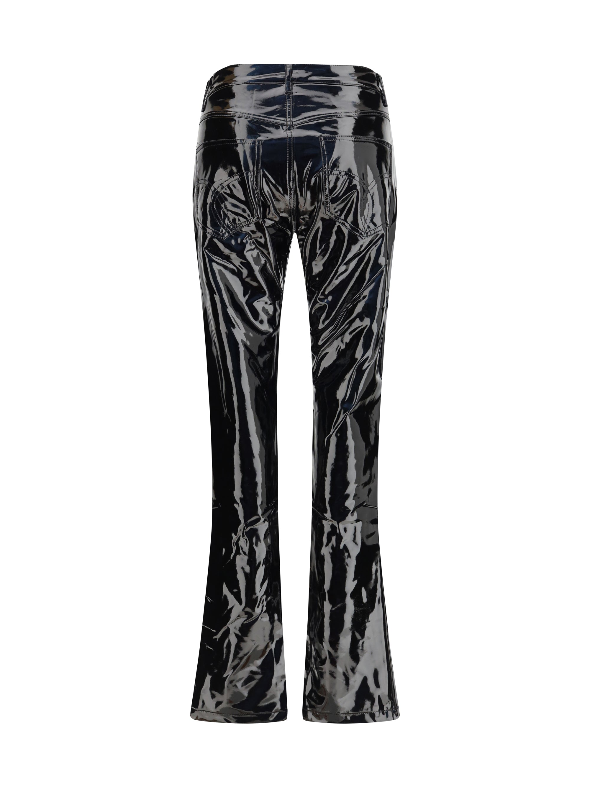 Fiorucci Vinyl Straight-Leg Trousers — Black, view 2
