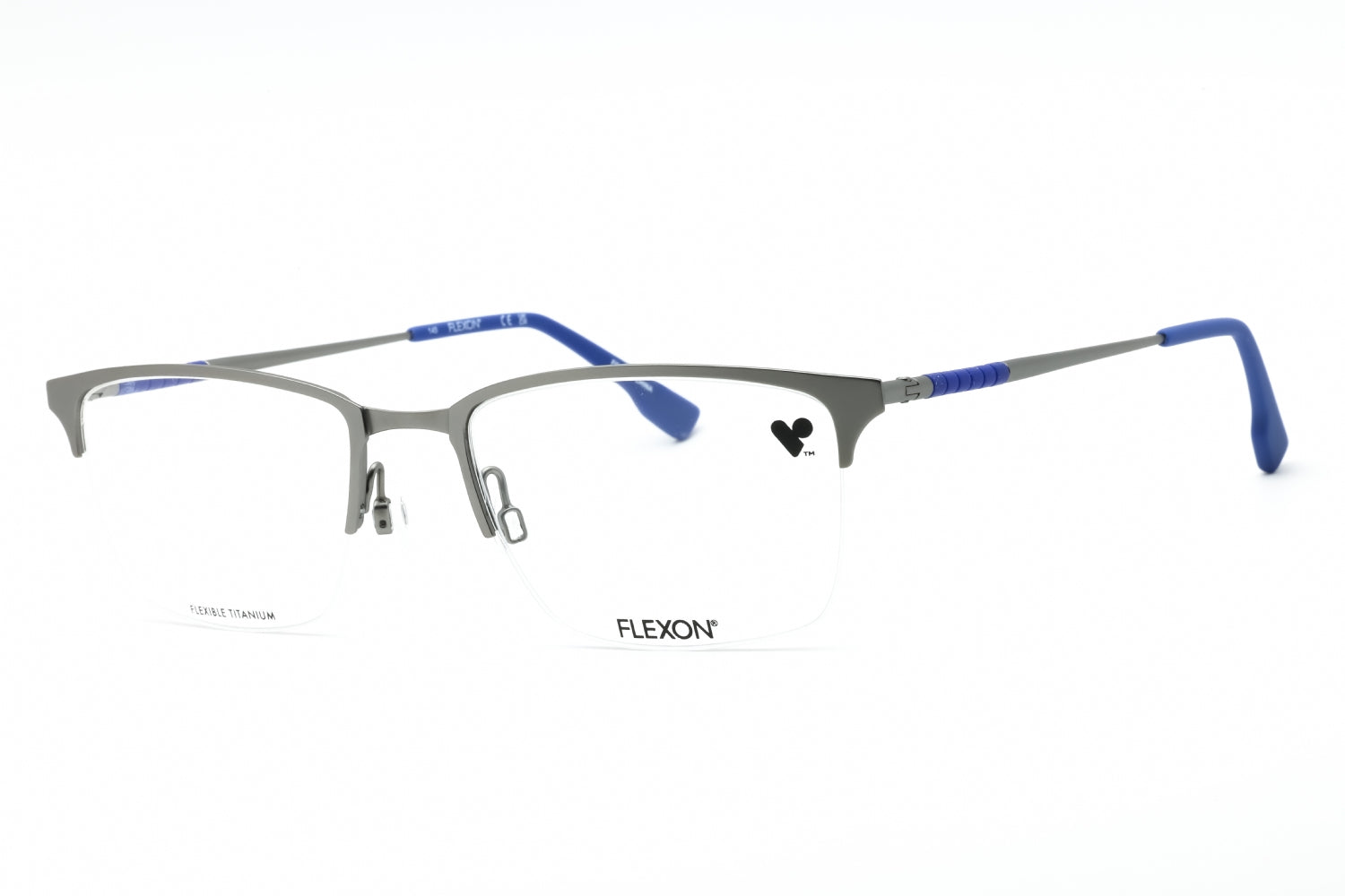 Flexon FLEXONE1130 Metal Rectangular Eyeglasses — Silver by Flexon