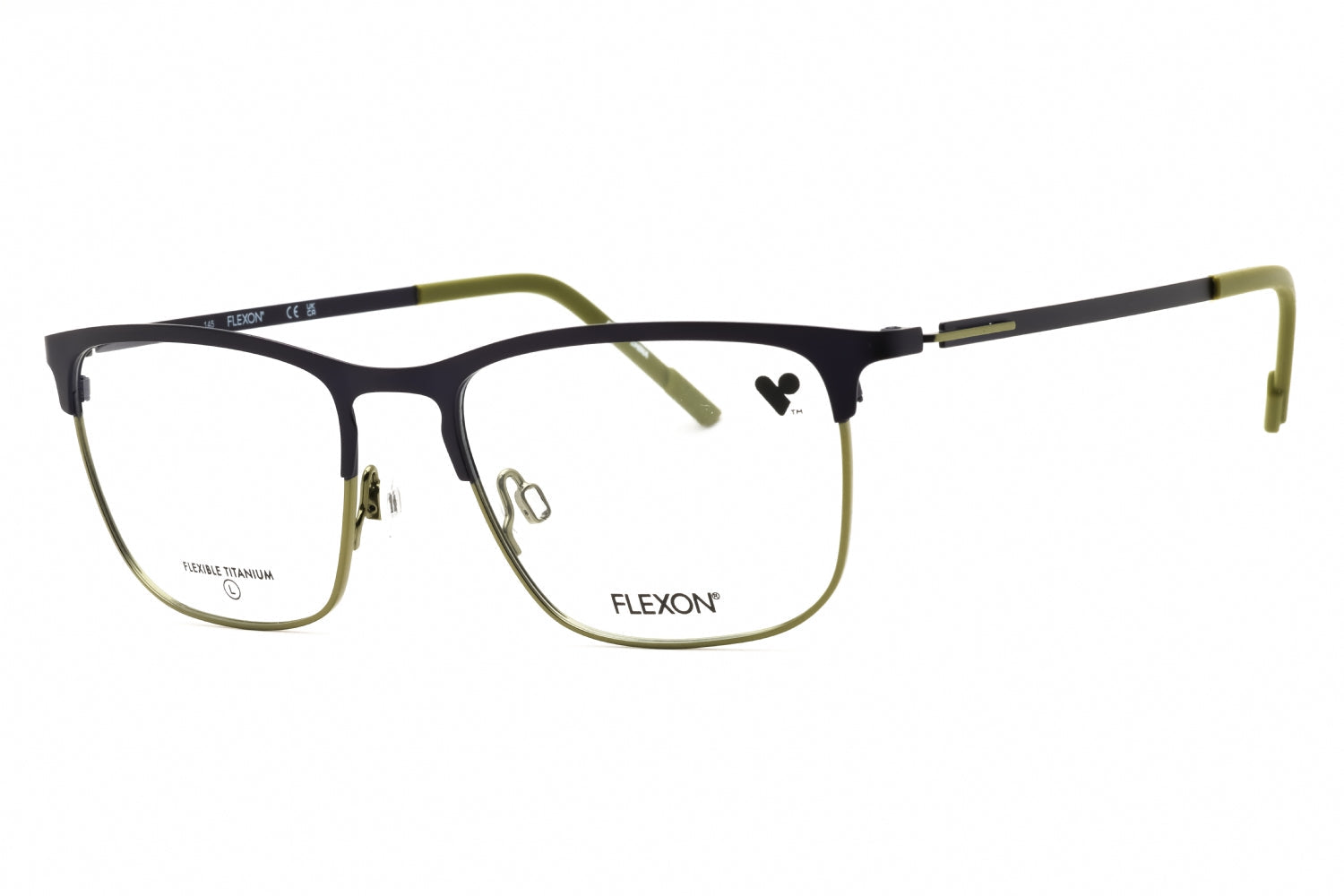Flexon FLEXONE1148 Rectangular Metal Eyeglasses — Navy by Flexon