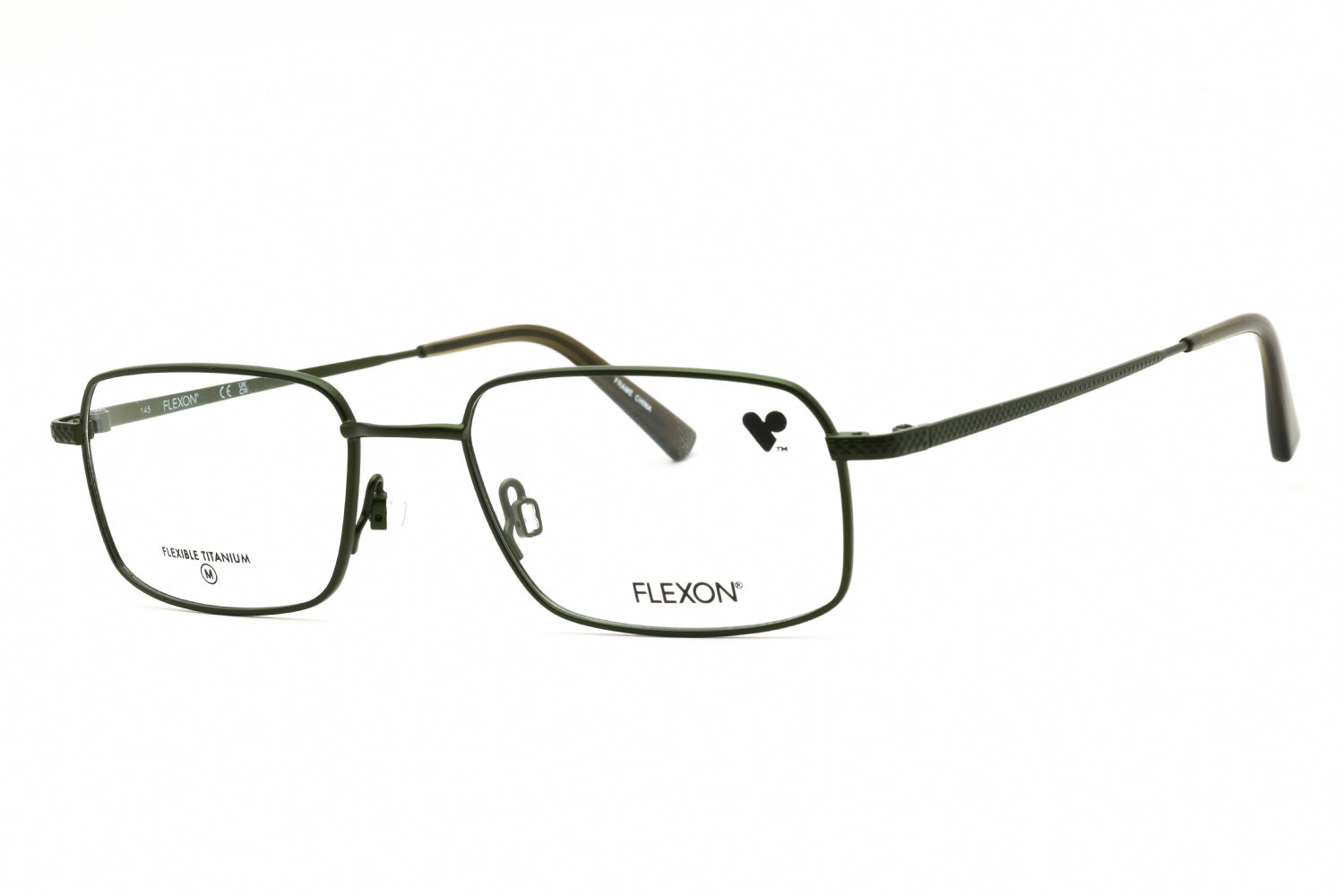 Flexon FLEXONH6074 Rectangular Metal Eyeglasses — Olive by Flexon