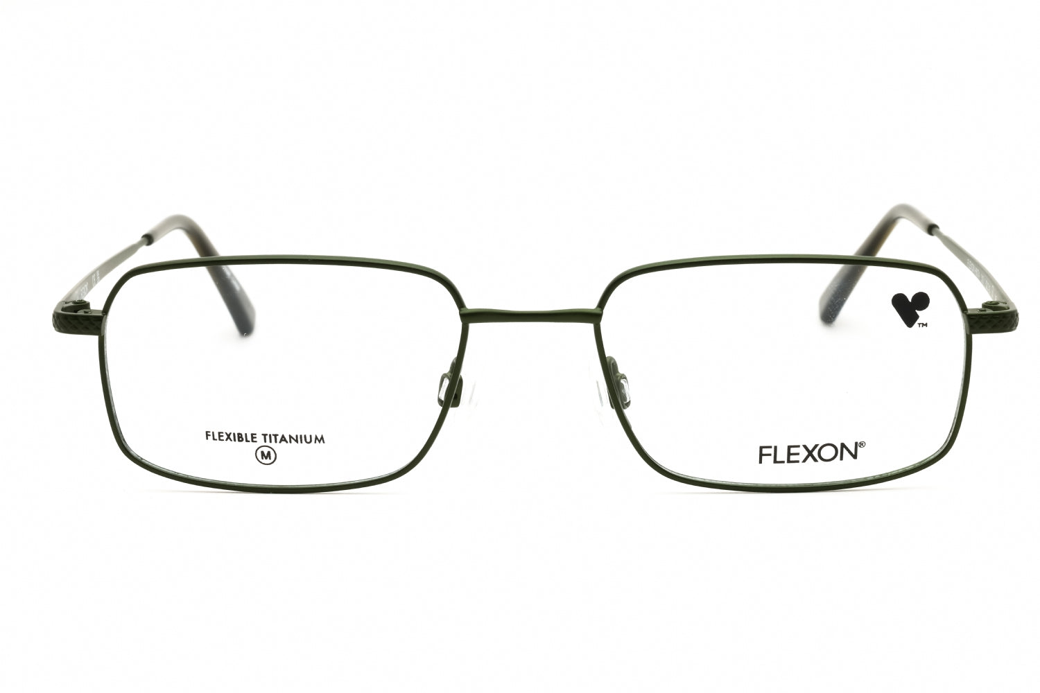 Flexon FLEXONH6074 Rectangular Metal Eyeglasses — Olive, view 2