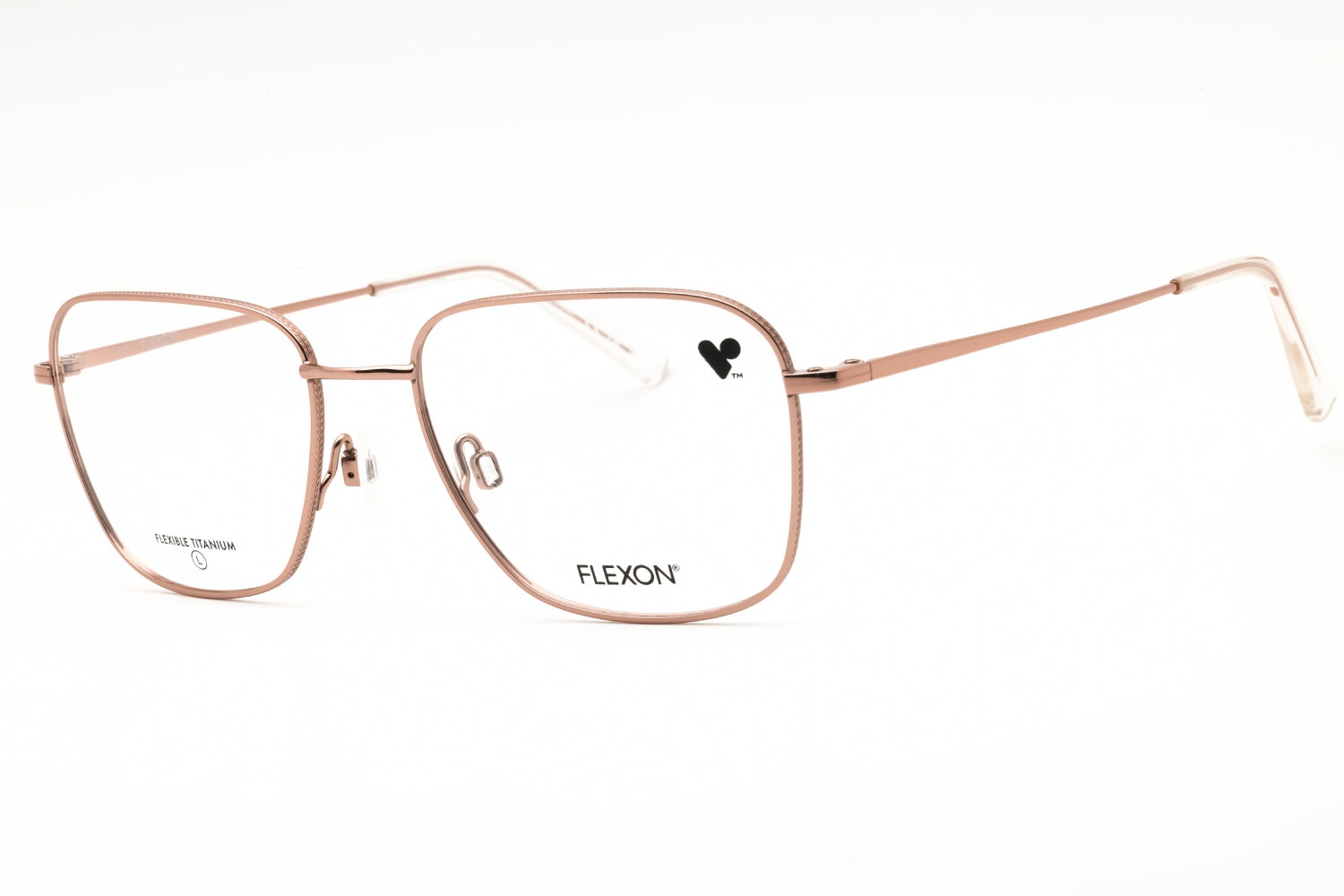 Flexon FLEXONH6075 Metal Rectangular Eyeglasses — Rose Gold by Flexon