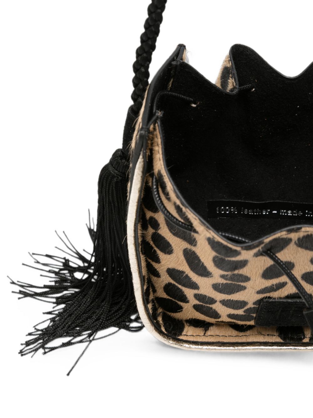 Forte Forte Leopard-Print Calf Hair Bucket Bag — Beige, view 4