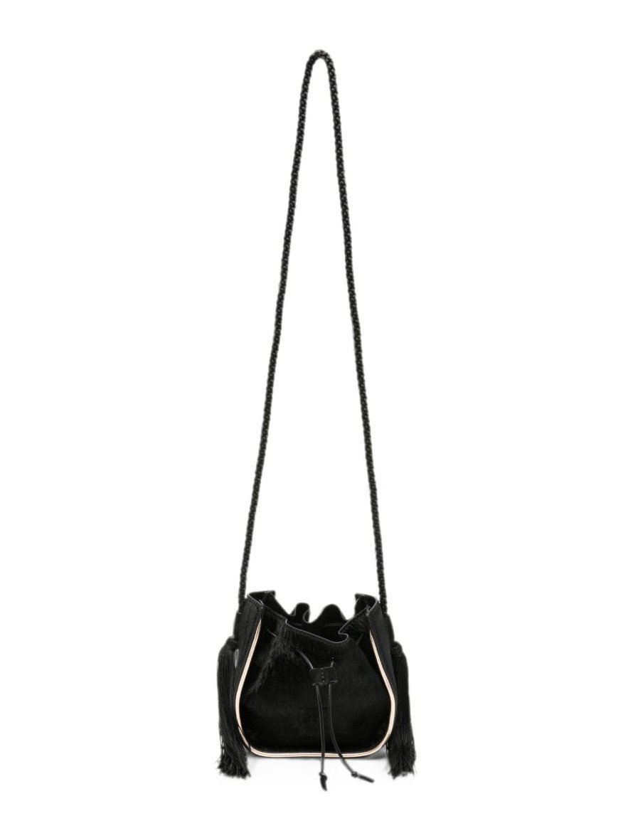 Forte Forte Calf Hair Drawstring Bucket Bag — Black by Forte Forte