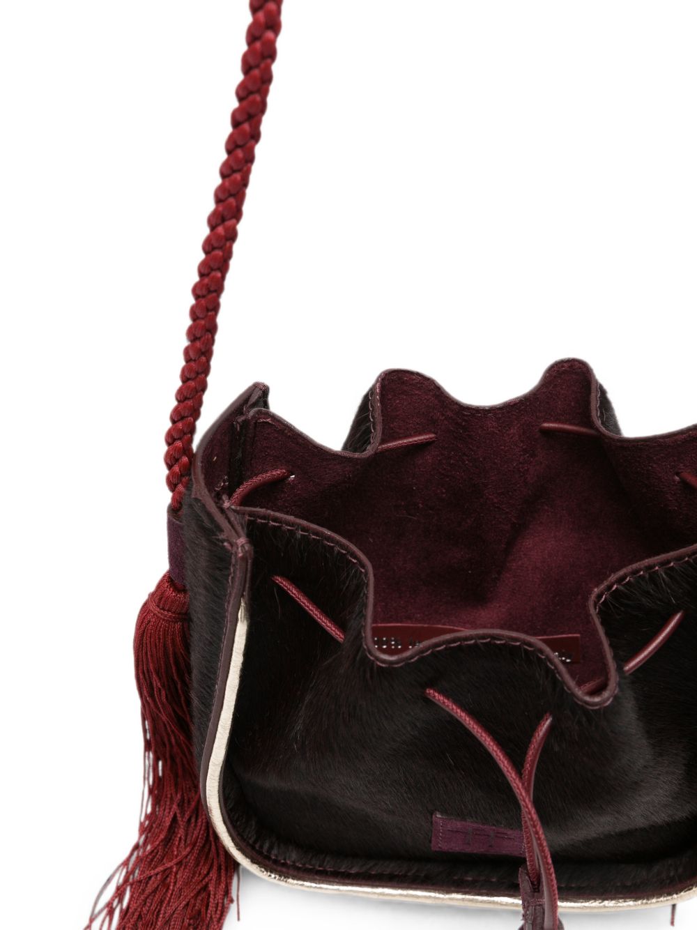 Forte Forte Pepita Bucket Bag — Burgundy, view 4