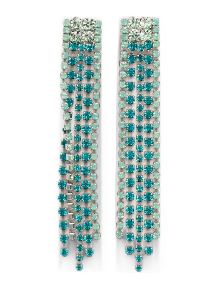 Forte Forte Crystal Fringe Drop Earrings — Green by Forte Forte