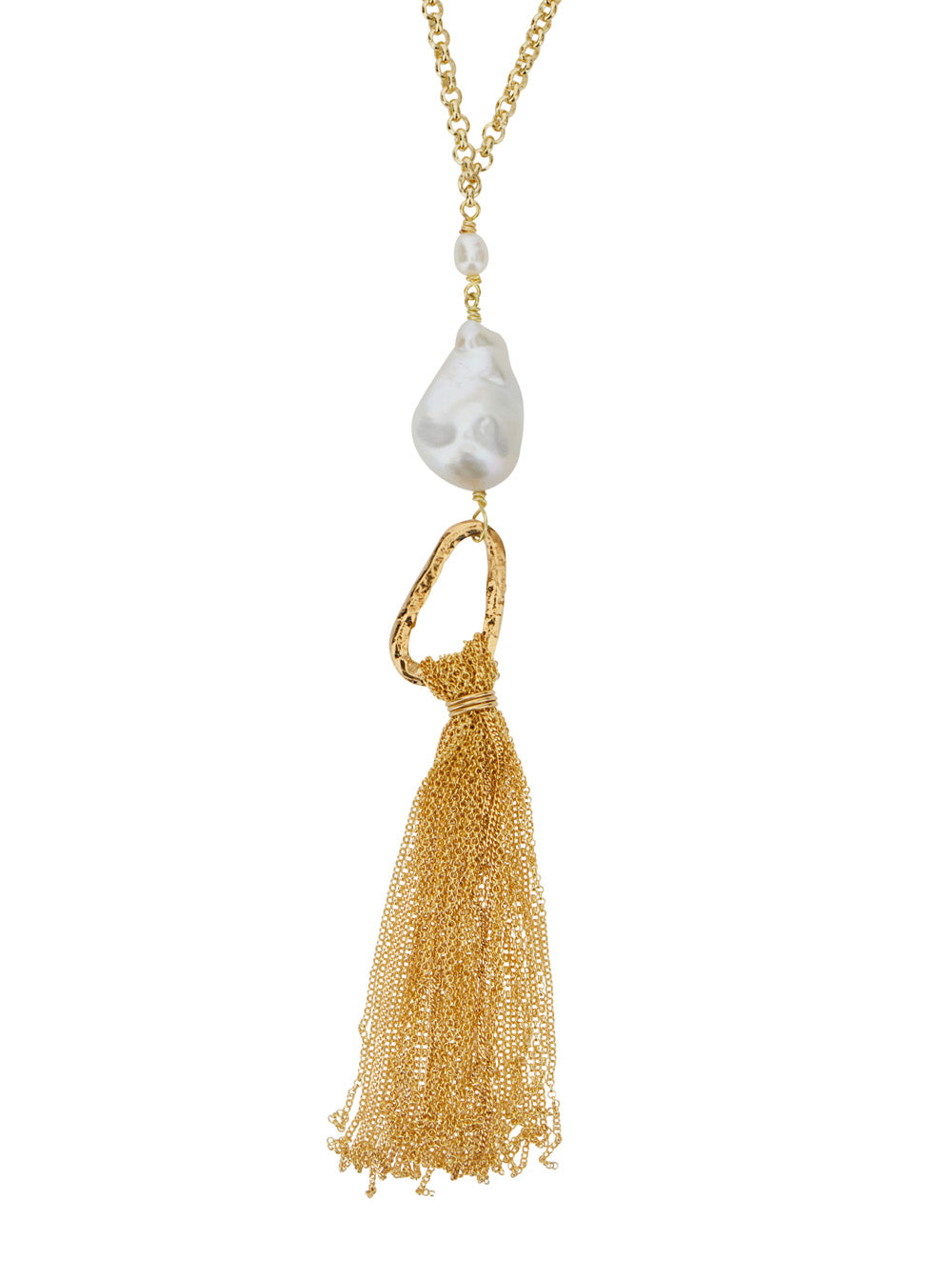 Forte Forte Bronze Fringe with Pearl Necklace — Gold by Forte Forte
