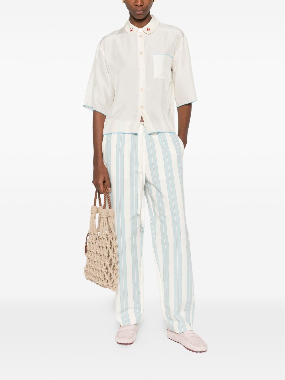 Forte Forte Striped Drawstring Trousers — Blue, view 3