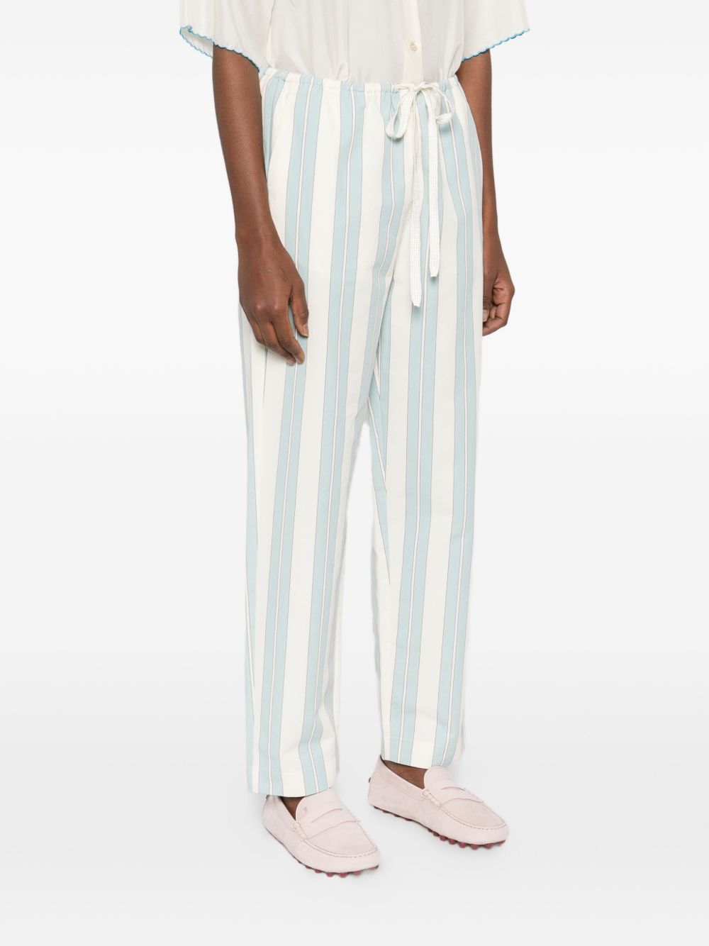 Forte Forte Striped Drawstring Trousers — Blue, view 5