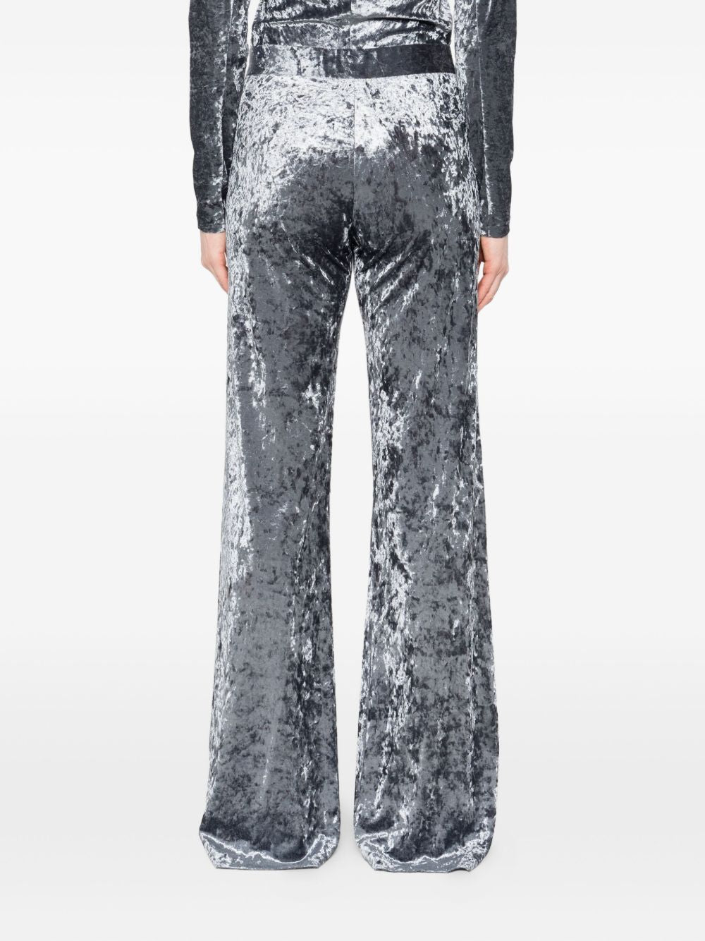 Forte Forte Crushed Velvet Flared Trousers — grey, view 3