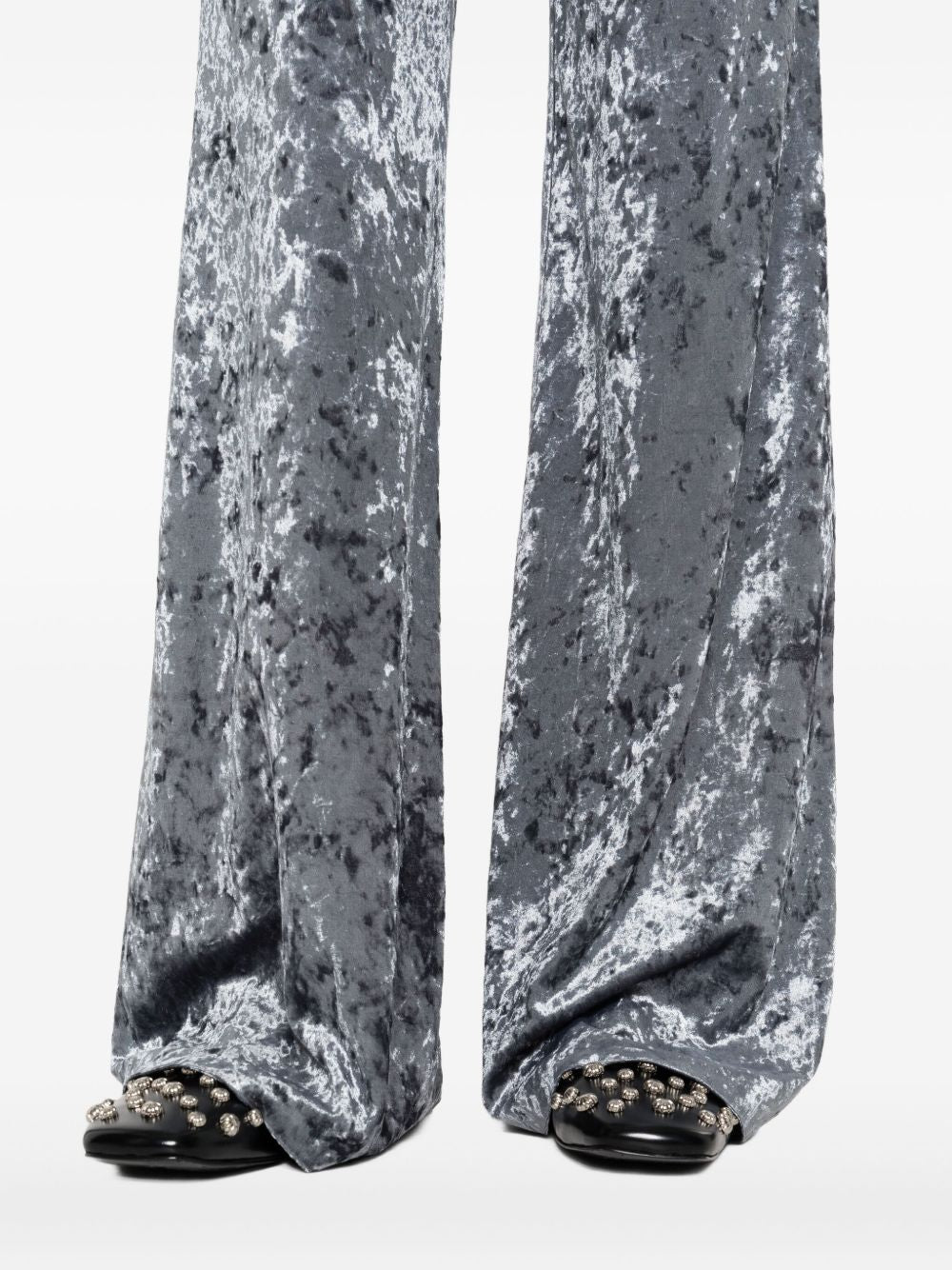 Forte Forte Crushed Velvet Flared Trousers — grey, view 5