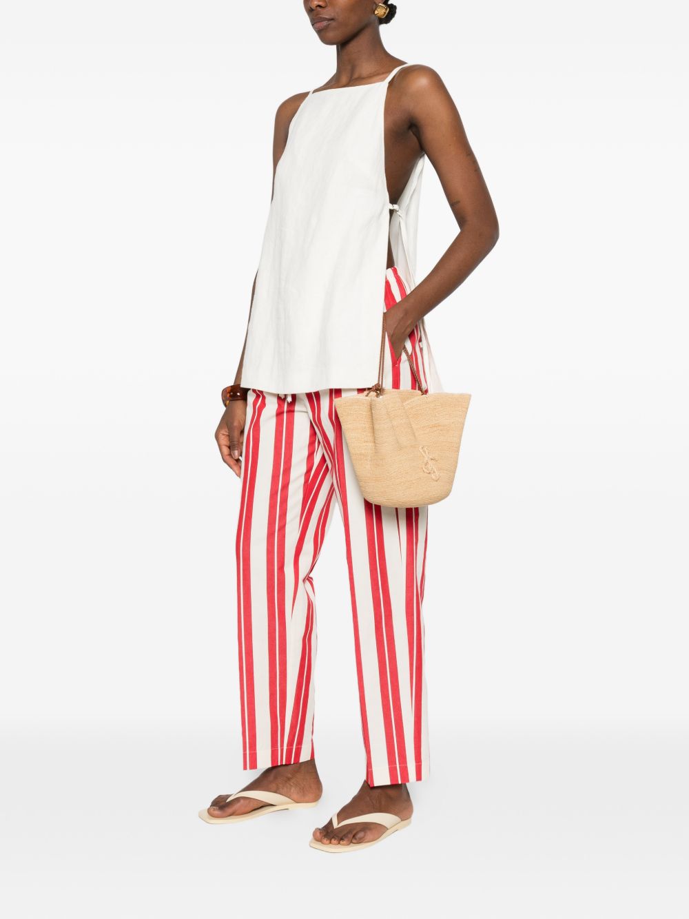 Forte Forte Striped Drawstring Trousers — Red, view 3