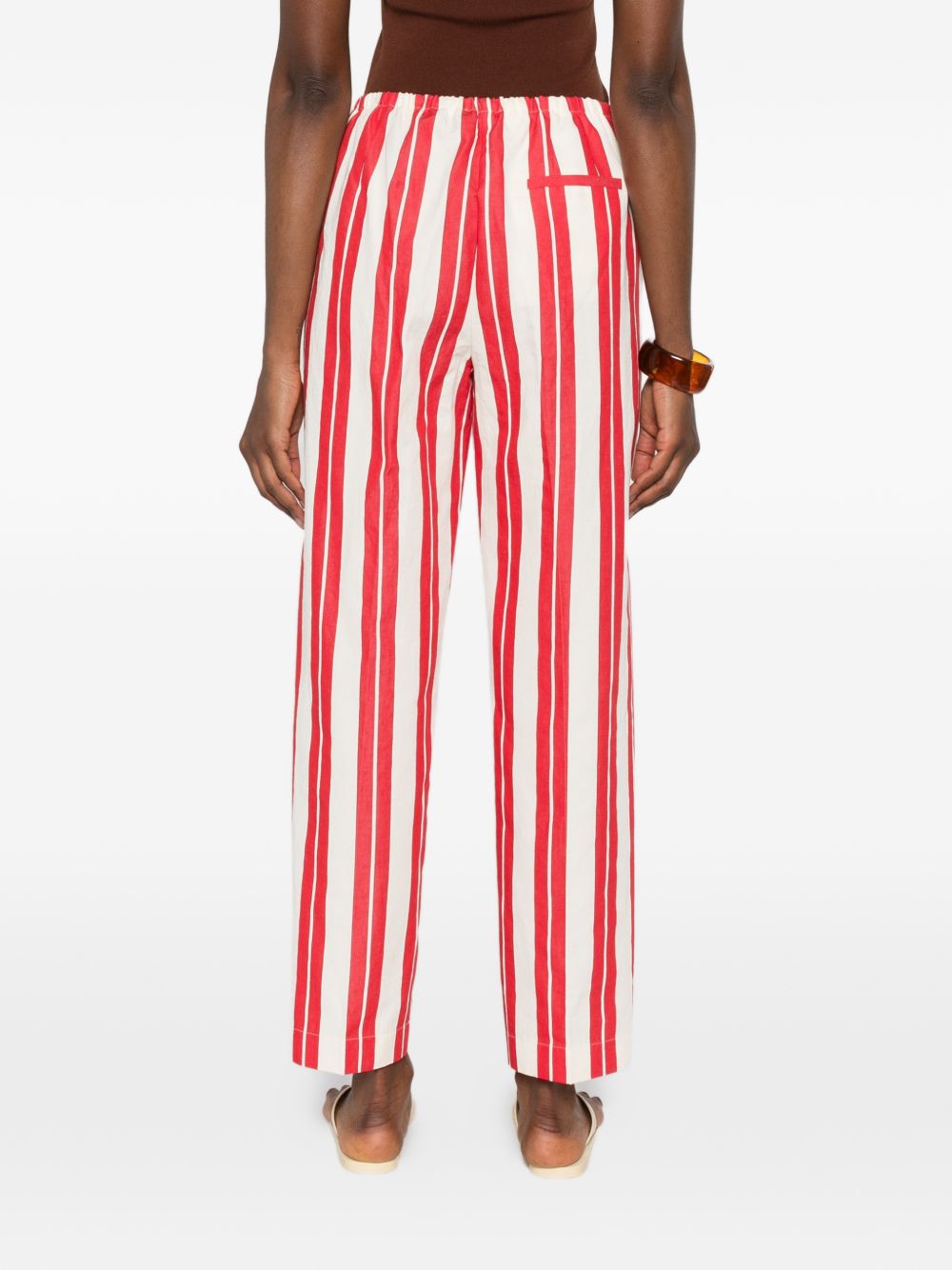 Forte Forte Striped Drawstring Trousers — Red, view 4