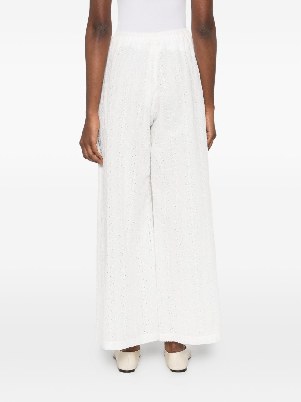 Forte Forte Embroidered Cotton Trousers — White, view 4