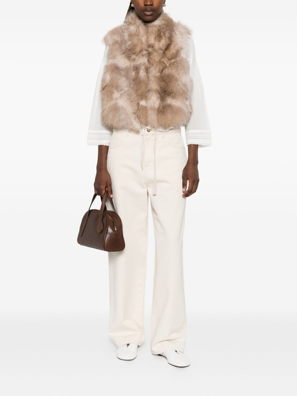 Forte Forte Faux-Fur Vest — Beige, view 2