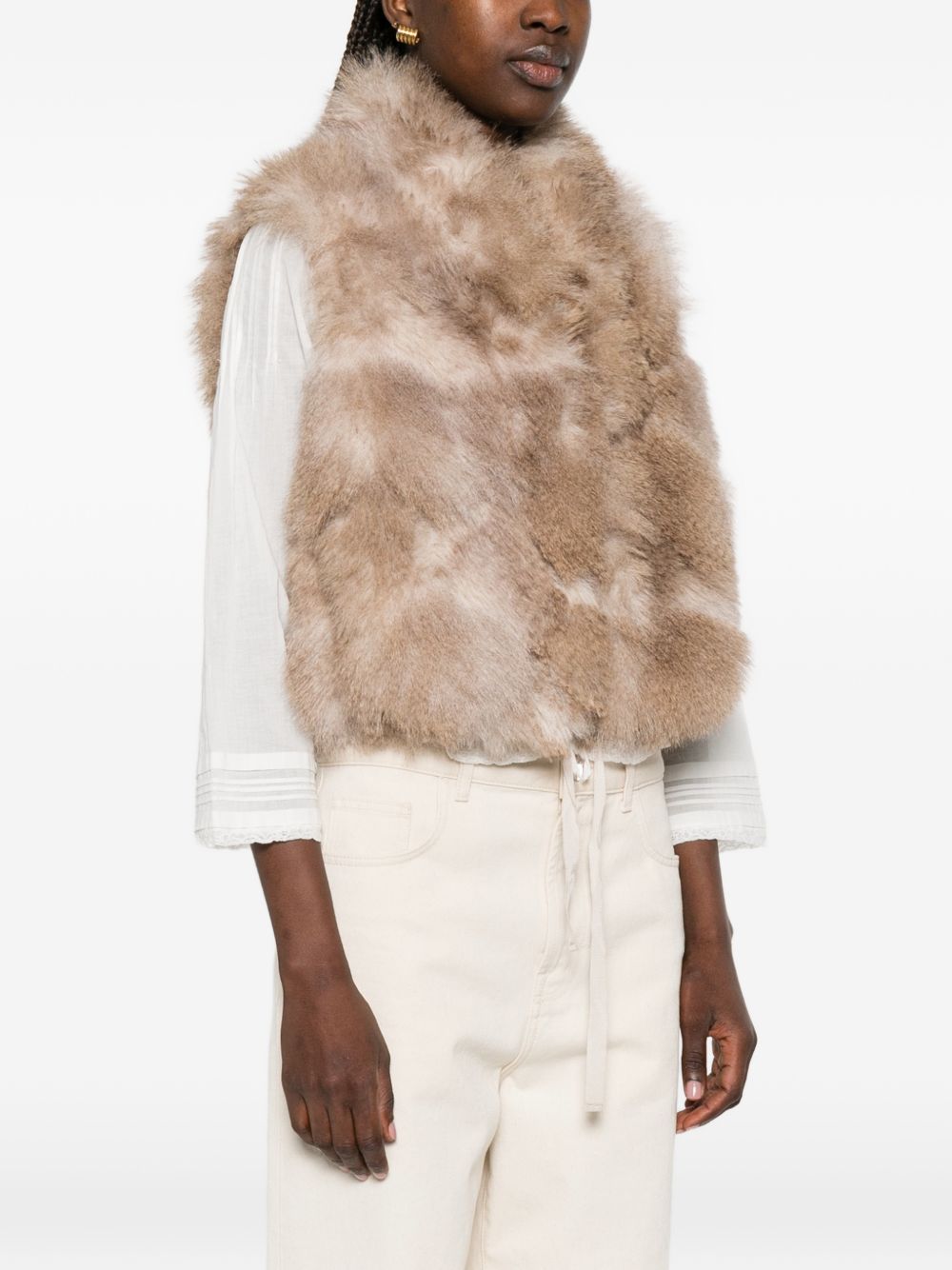 Forte Forte Faux-Fur Vest — Beige, view 4