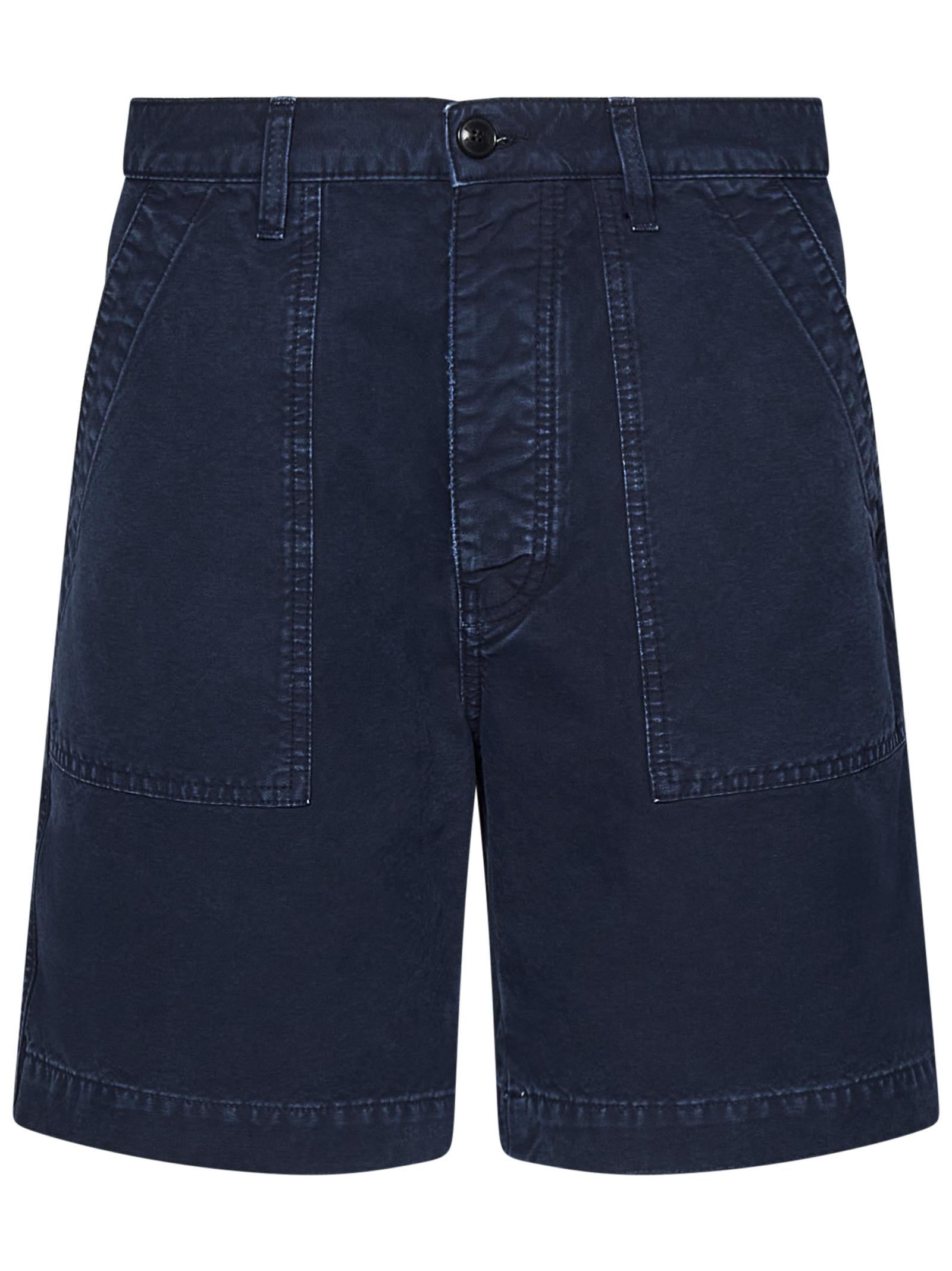 Fortela Distressed Cotton Shorts — Navy by Fortela