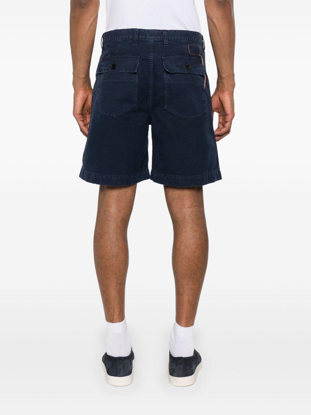 Fortela Distressed Cotton Shorts — Navy, view 4