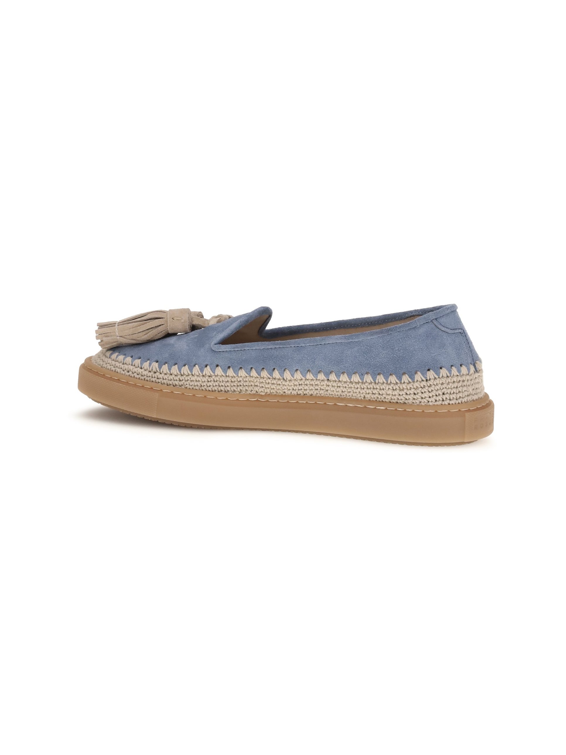 Fratelli Rossetti Suede with Crochet Detail Loafers — Blue, view 3