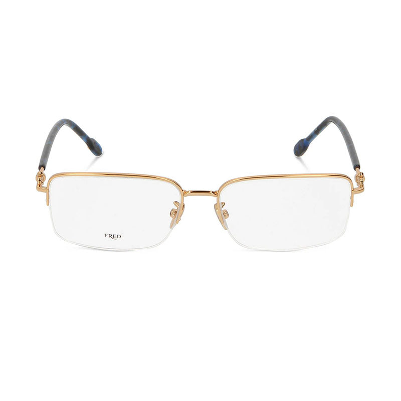 Fred FG50017U030 Rectangle Semi Rim, Gold Frame Eyeglasses — Gold by Fred