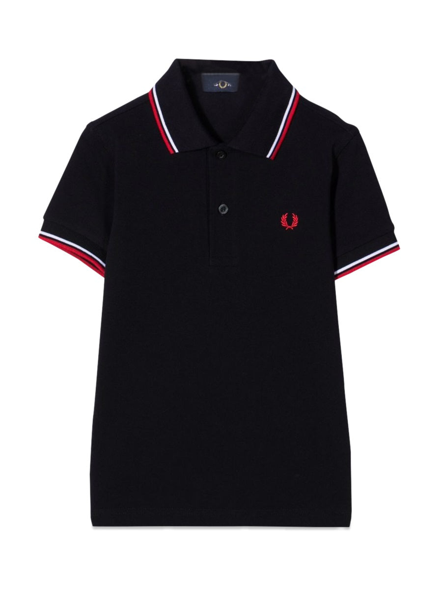 Fred Perry Twin-Tipped Cotton Polo Shirt — Blue, view 4
