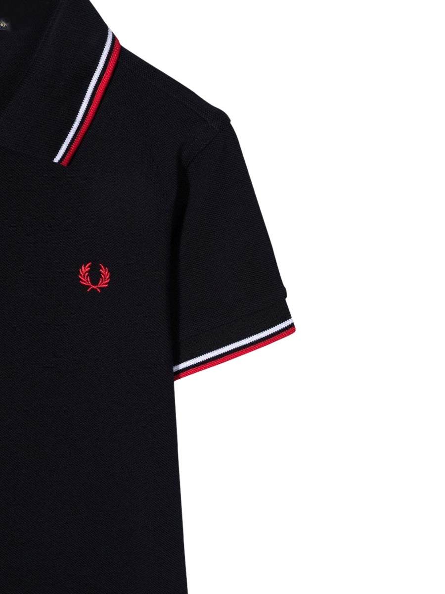 Fred Perry Twin-Tipped Cotton Polo Shirt — Blue, view 5