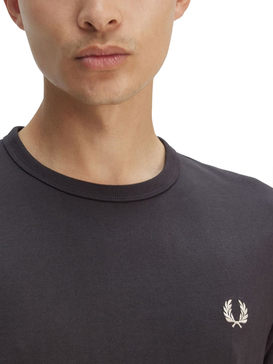 Fred Perry Ringer Cotton T-Shirt — Gray, view 2